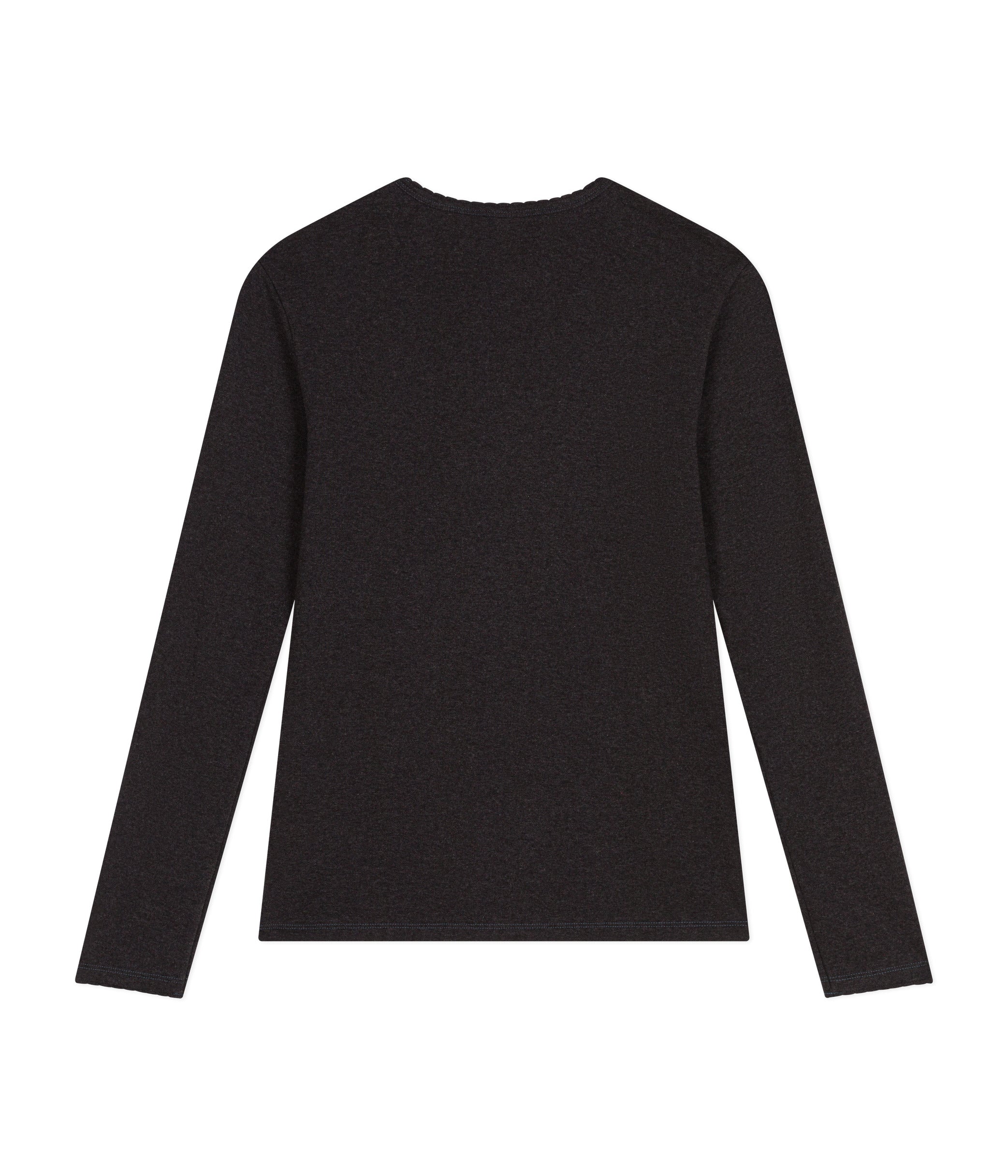Petit Bateau LS tee m. blondekant mørkegrå melange