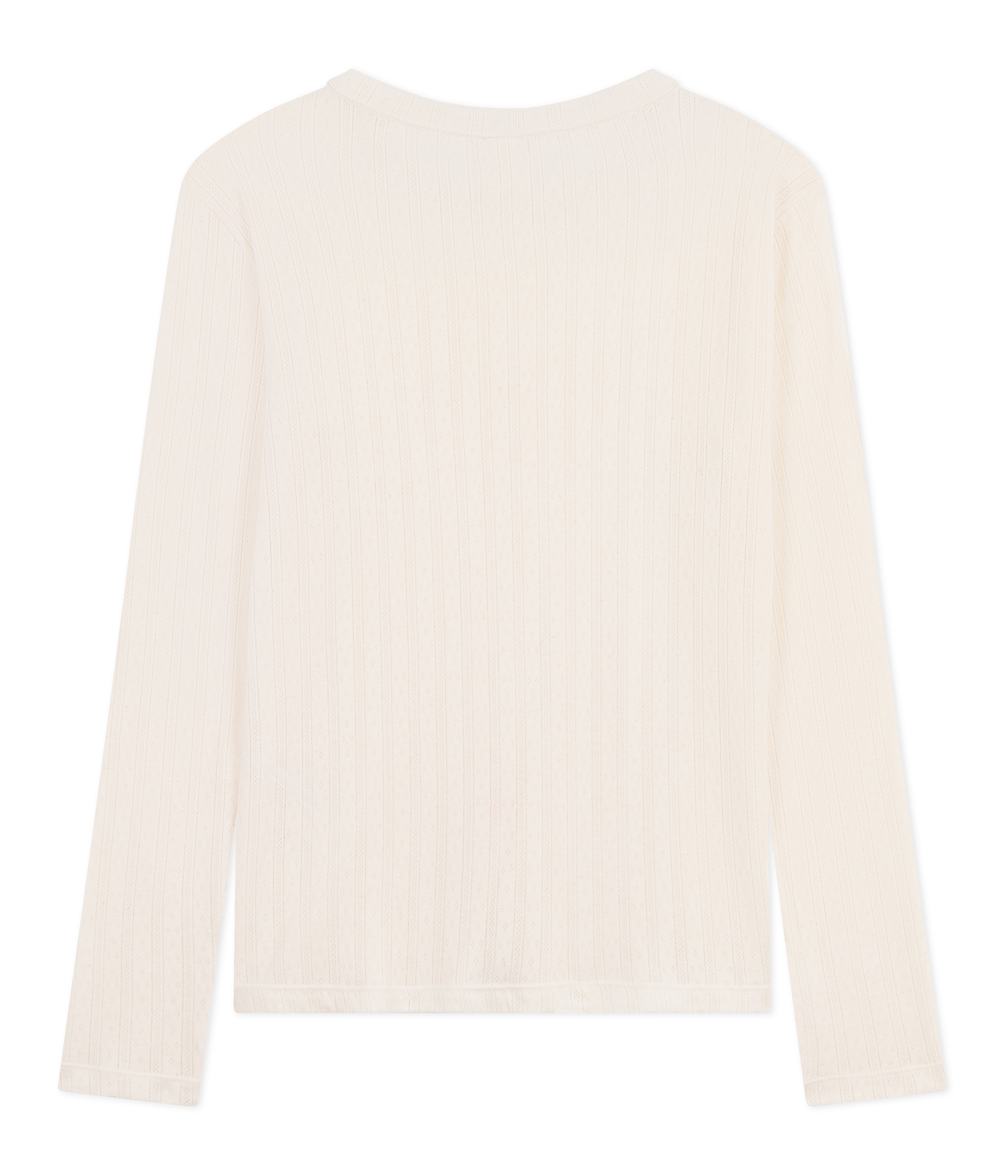 Petit Bateau LS tee med hulmønster ecru