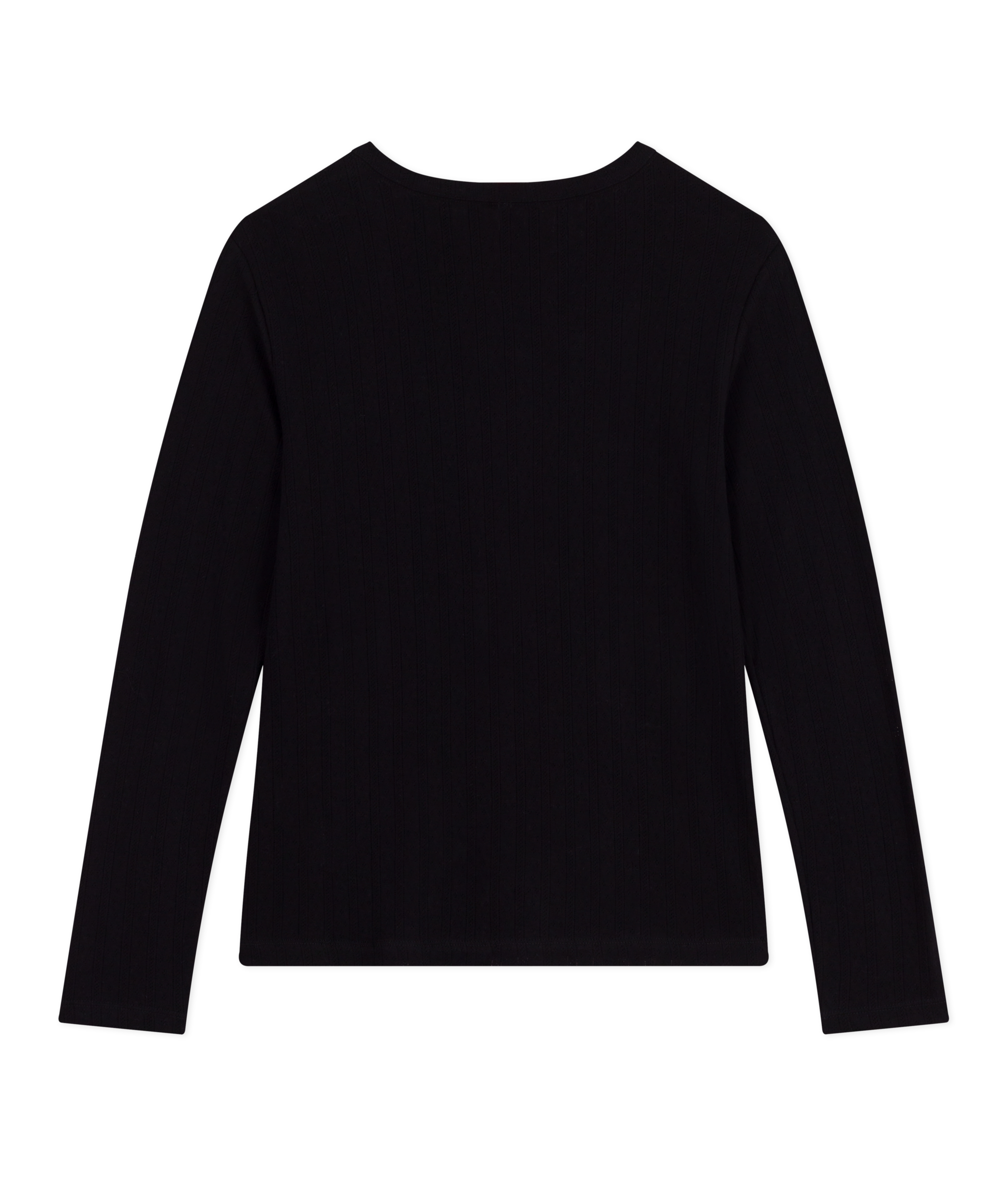 Petit Bateau LS tee med hulmønster sort