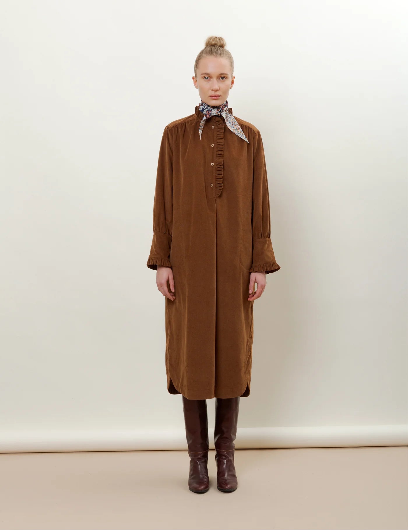 APOF Manda dress Cognac baby cord