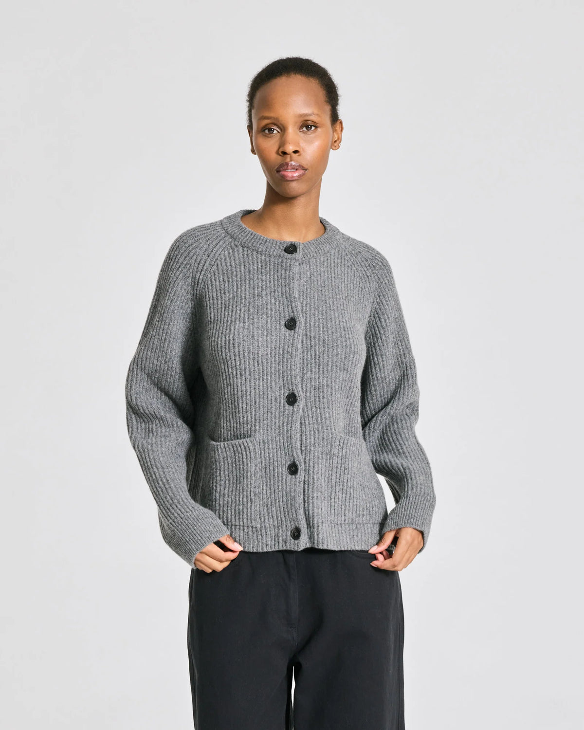 Gai+Lisva Augusta cardigan lambswool grafitti grey melange