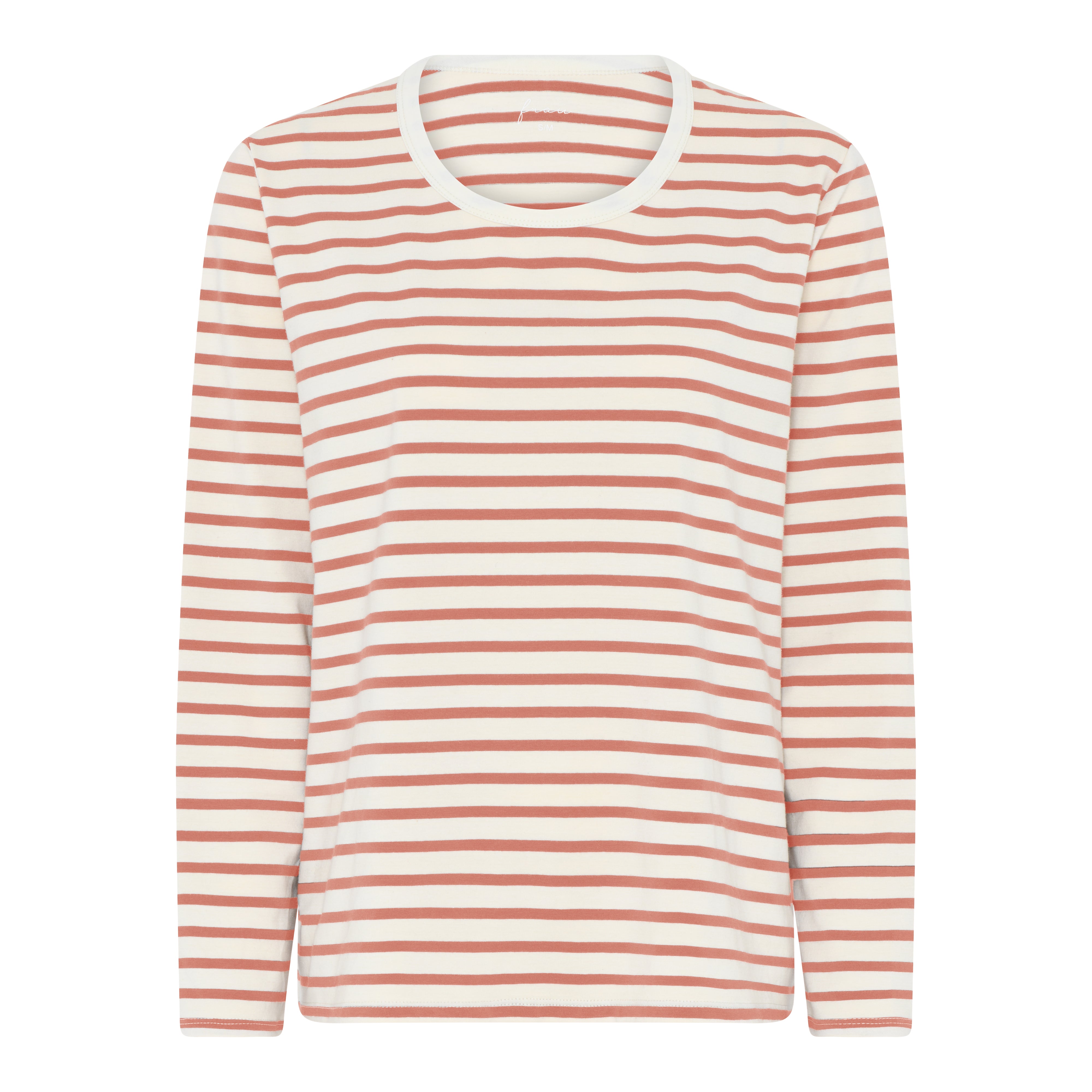Frau Panama cotton ls loose top Cameo brown stripe
