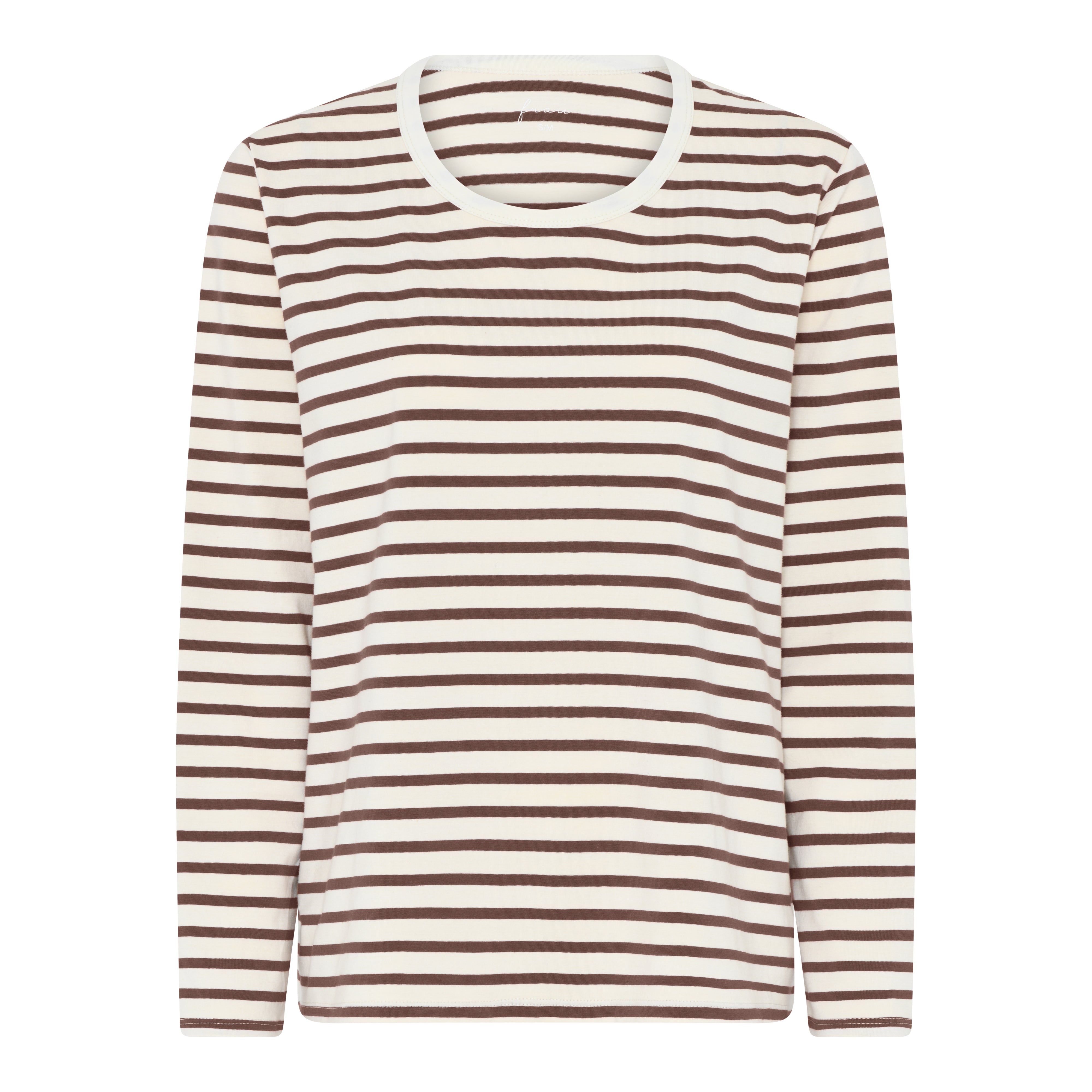 Frau Panama cotton ls loose top Coffee Quartz stripe