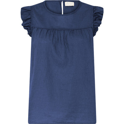 Frau Stockholm linen top Deep Cobolt