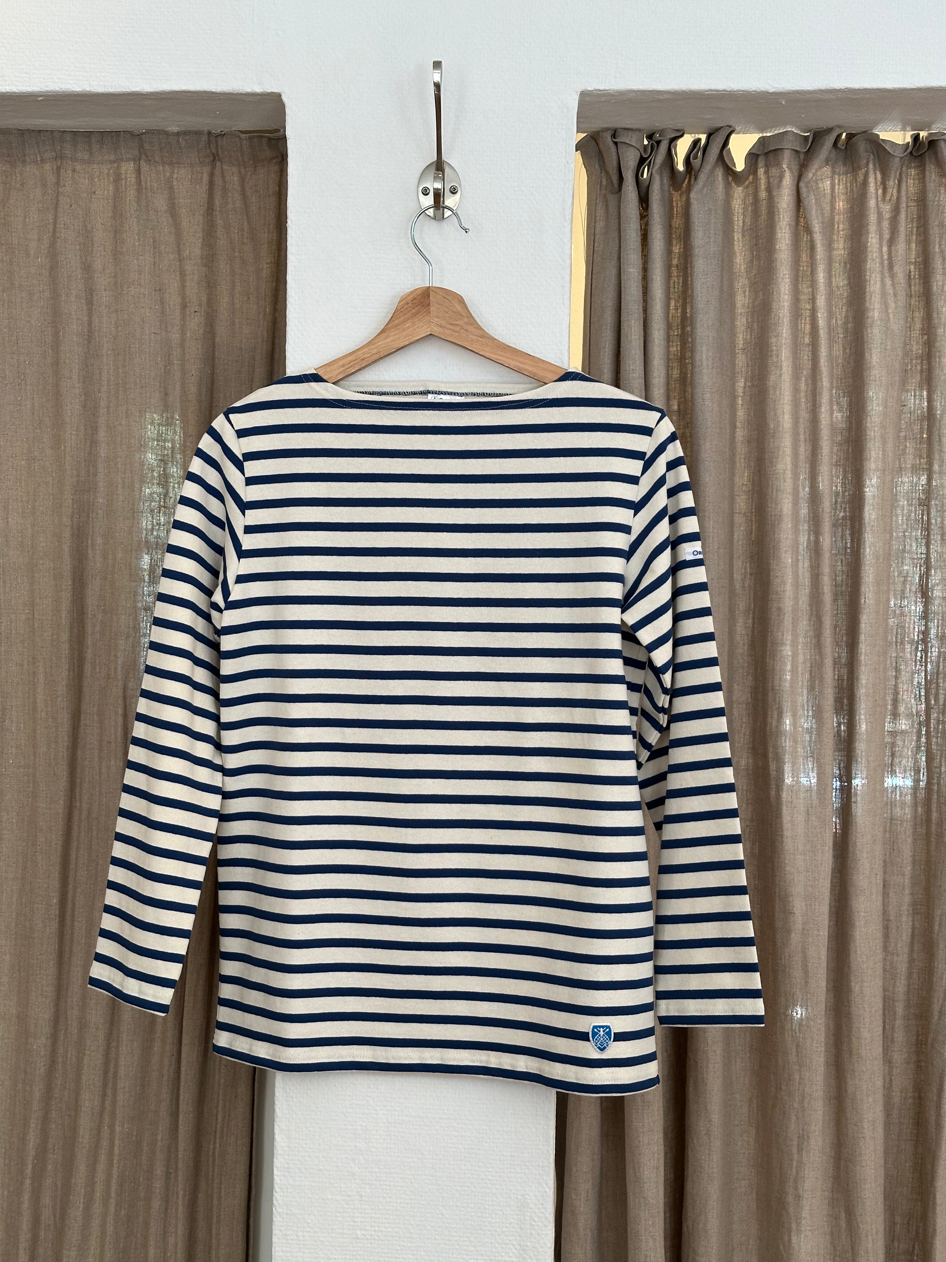 Orcival unisex bluse ecru/indigo