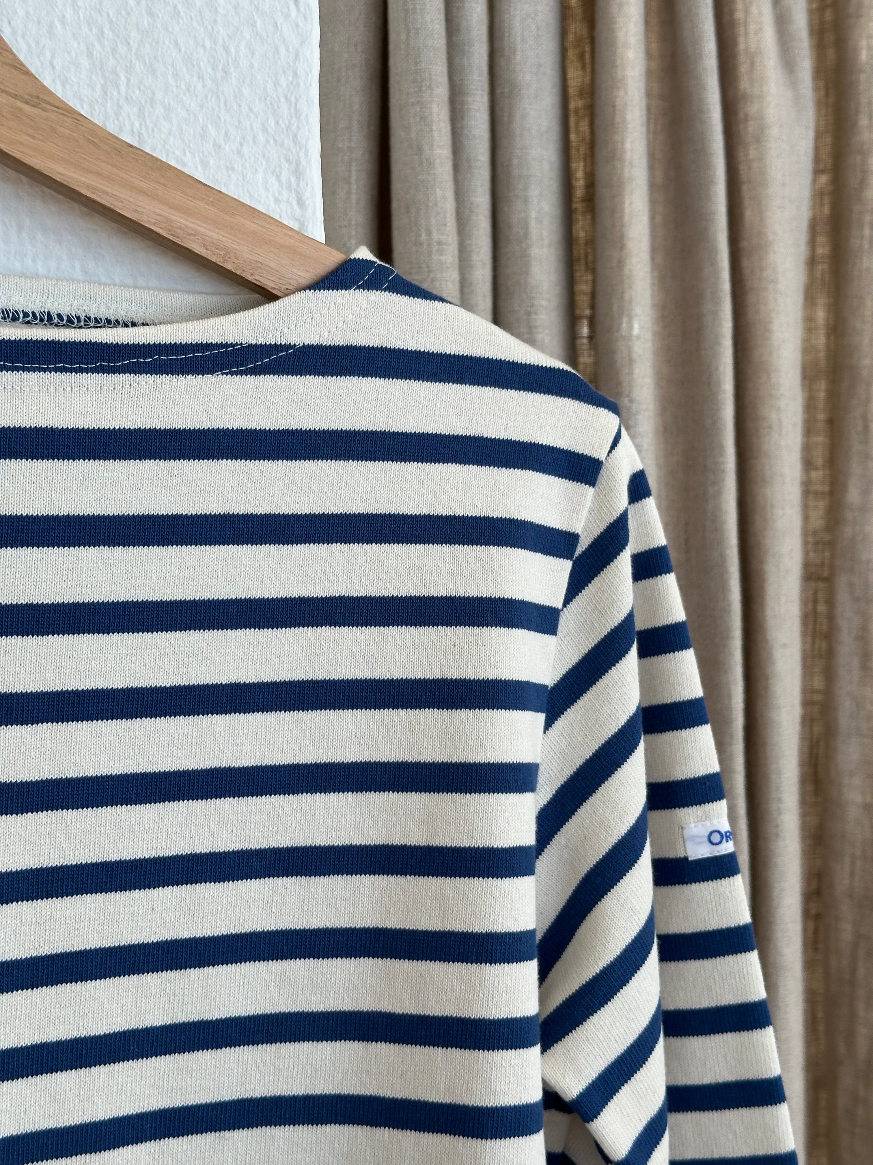 Orcival unisex bluse ecru/indigo