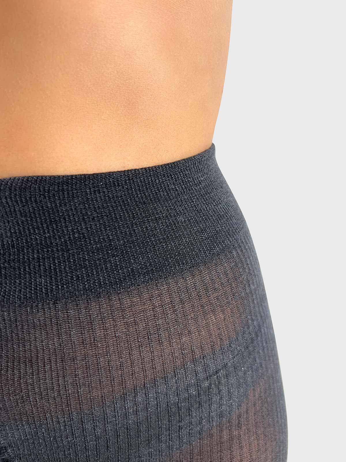 Mrs. Hosiery Merino rib strømpebukser light grey