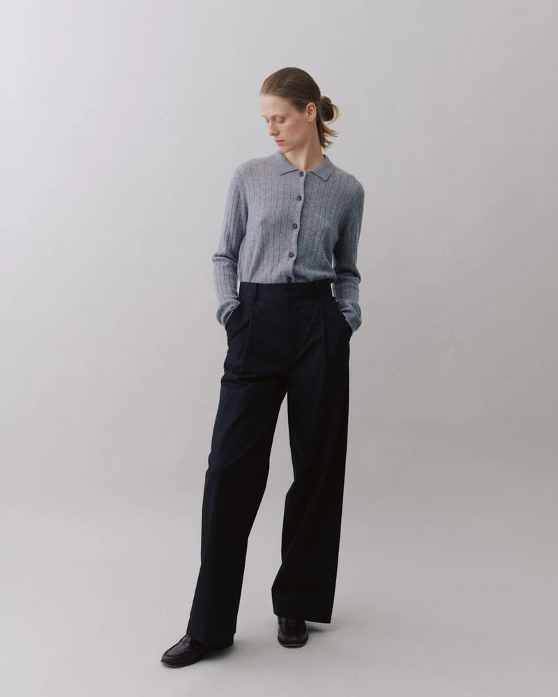 Beta Studios Nete Polo Cardigan Grey Melange