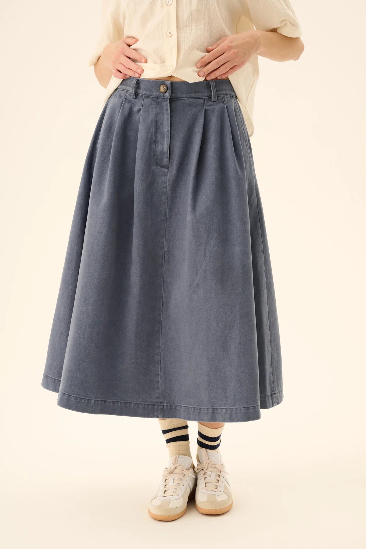 Rue De Tokyo Pen skirt faded twill Soft Blue