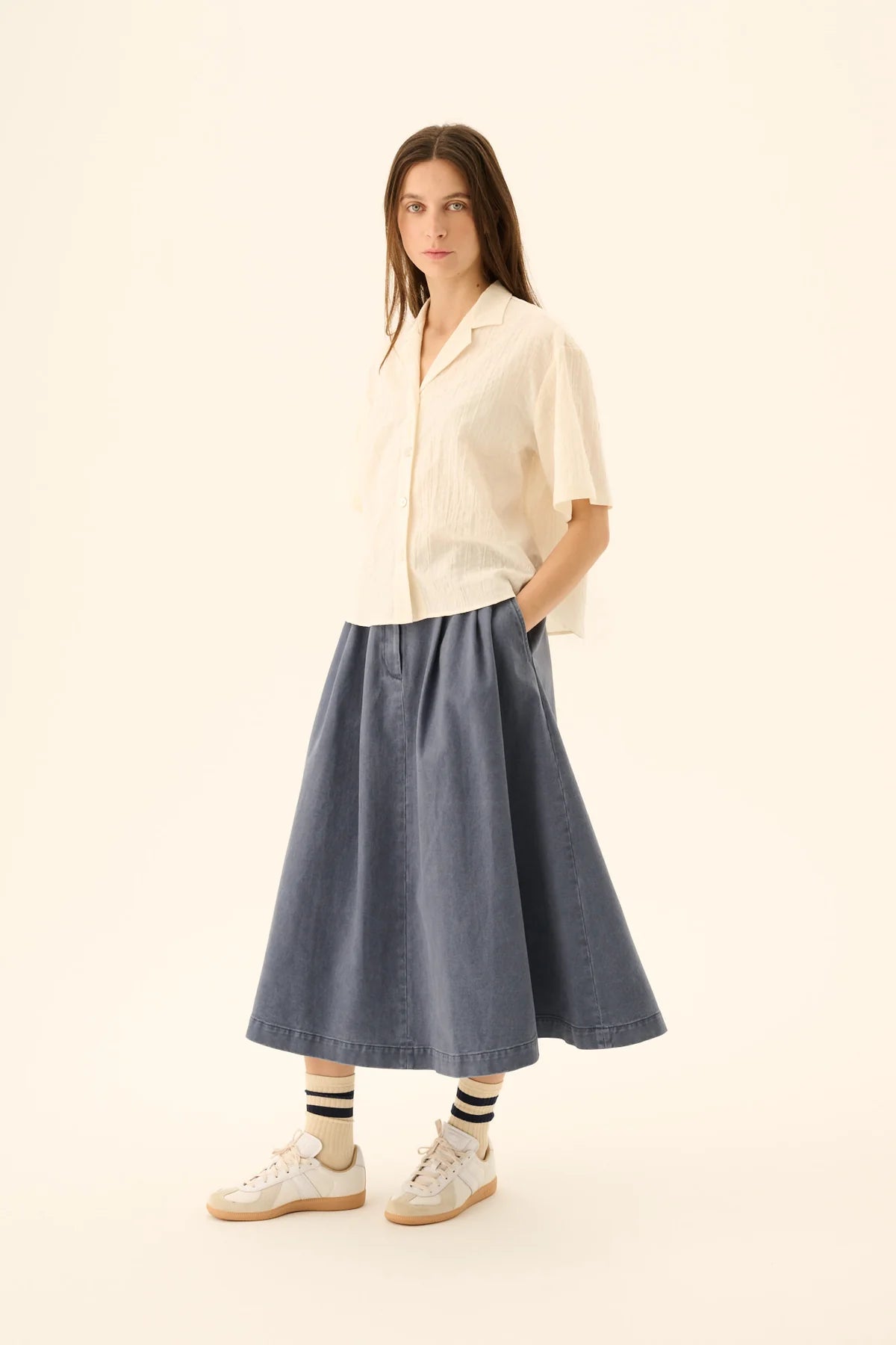 Rue De Tokyo Pen skirt faded twill Soft Blue