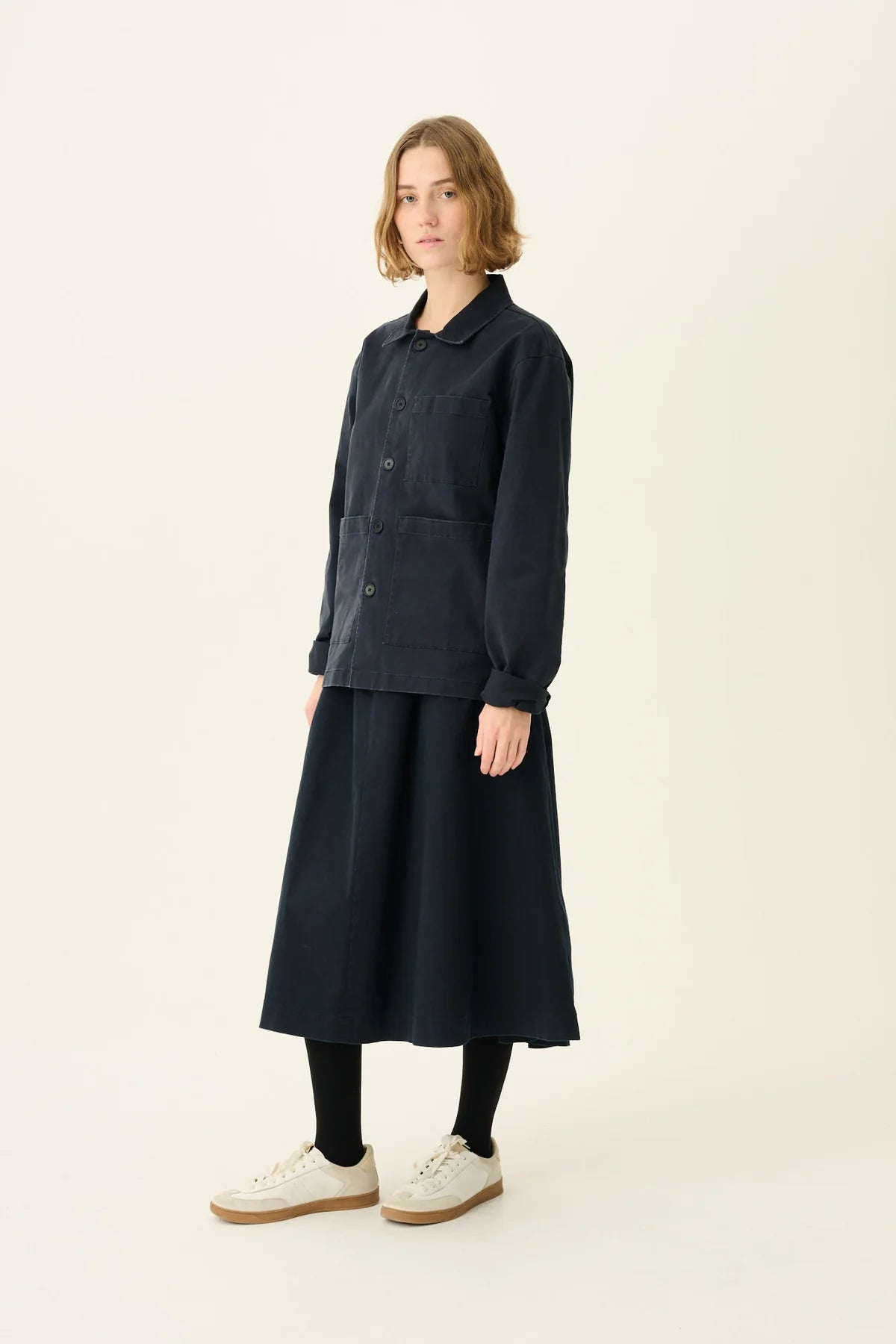 Rue de Tokyo Pen skirt organic twill dark navy