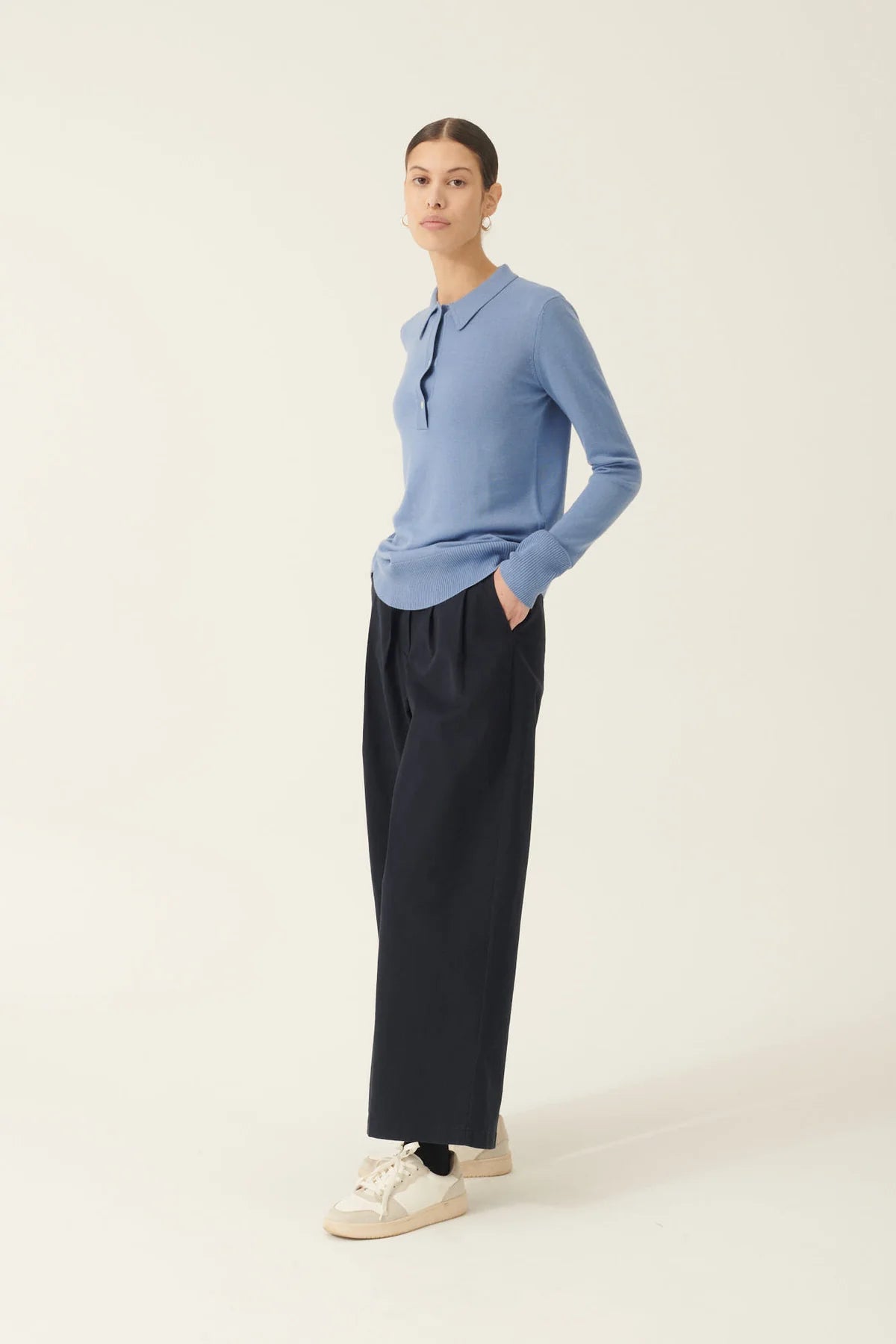 Rue de Tokyo Prudie pre dyed twill dark navy
