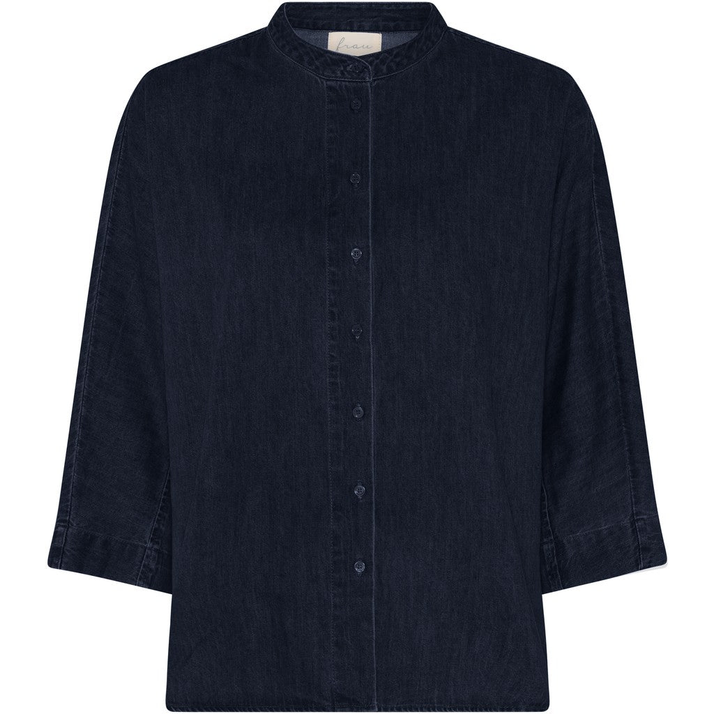 Frau Seoul short denim shirt dark blue denim