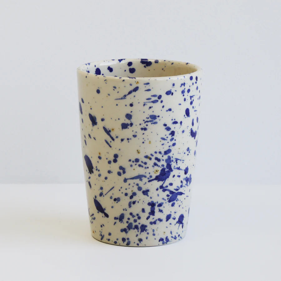 Bornholms Keramikfabrik tall cup blue splash
