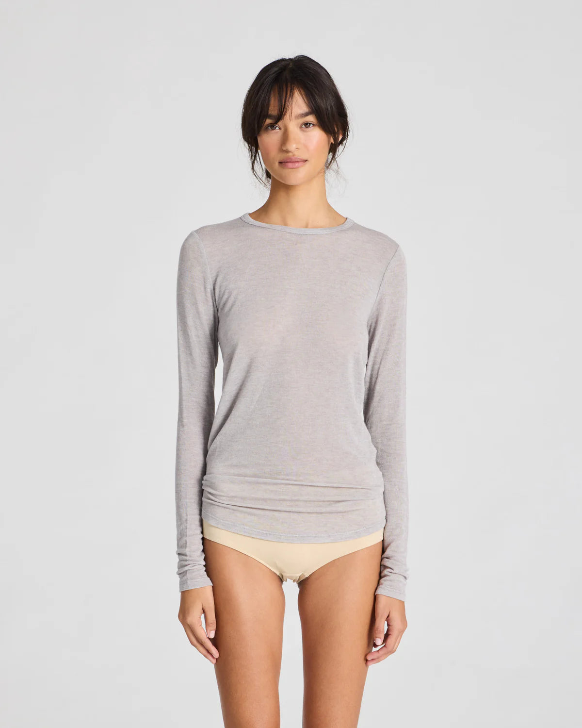 Gai+Lisva Thyra LS wool top light grey melange