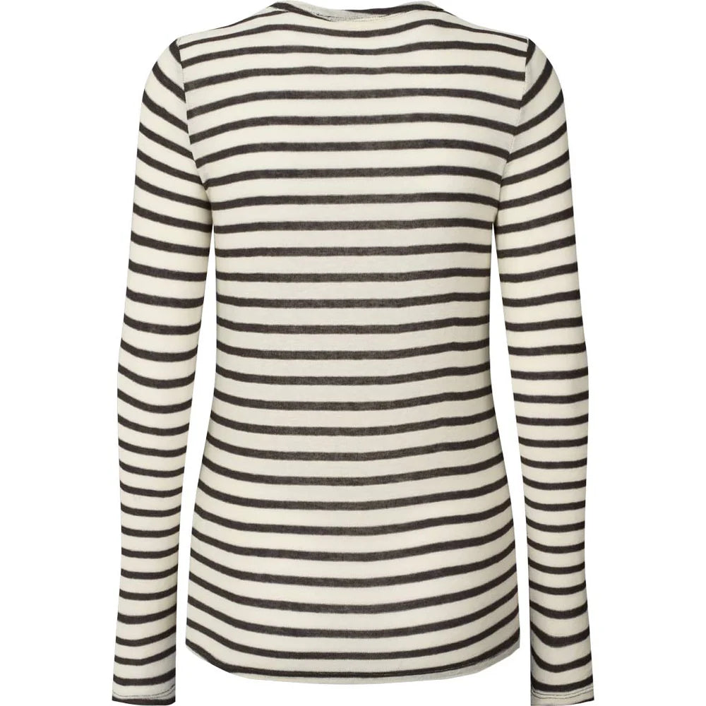 Gai+Lisva Thyra LS wool top Sailor reverse Dark brown stripe