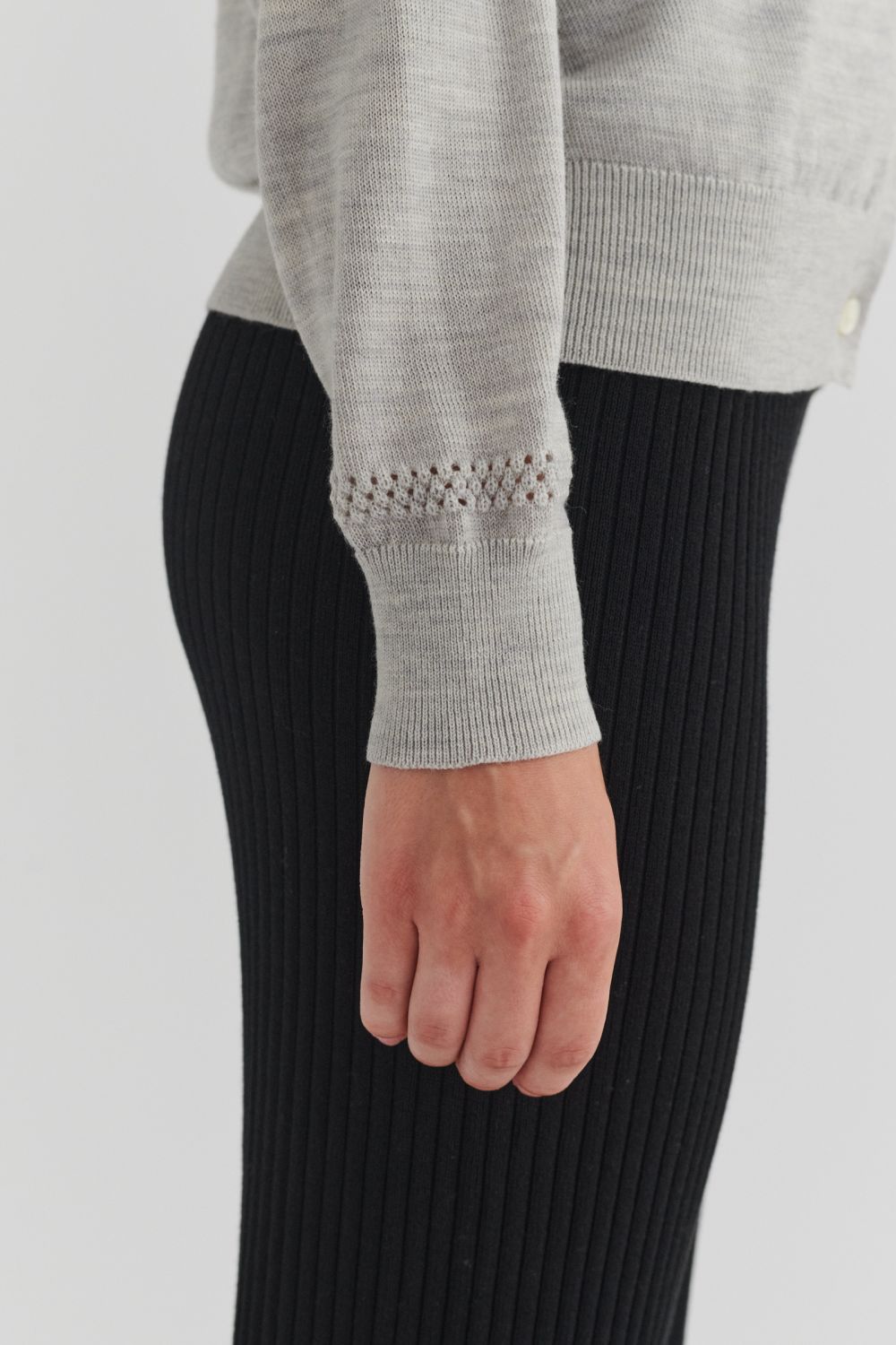 Fub Wool cardigan light grey melange
