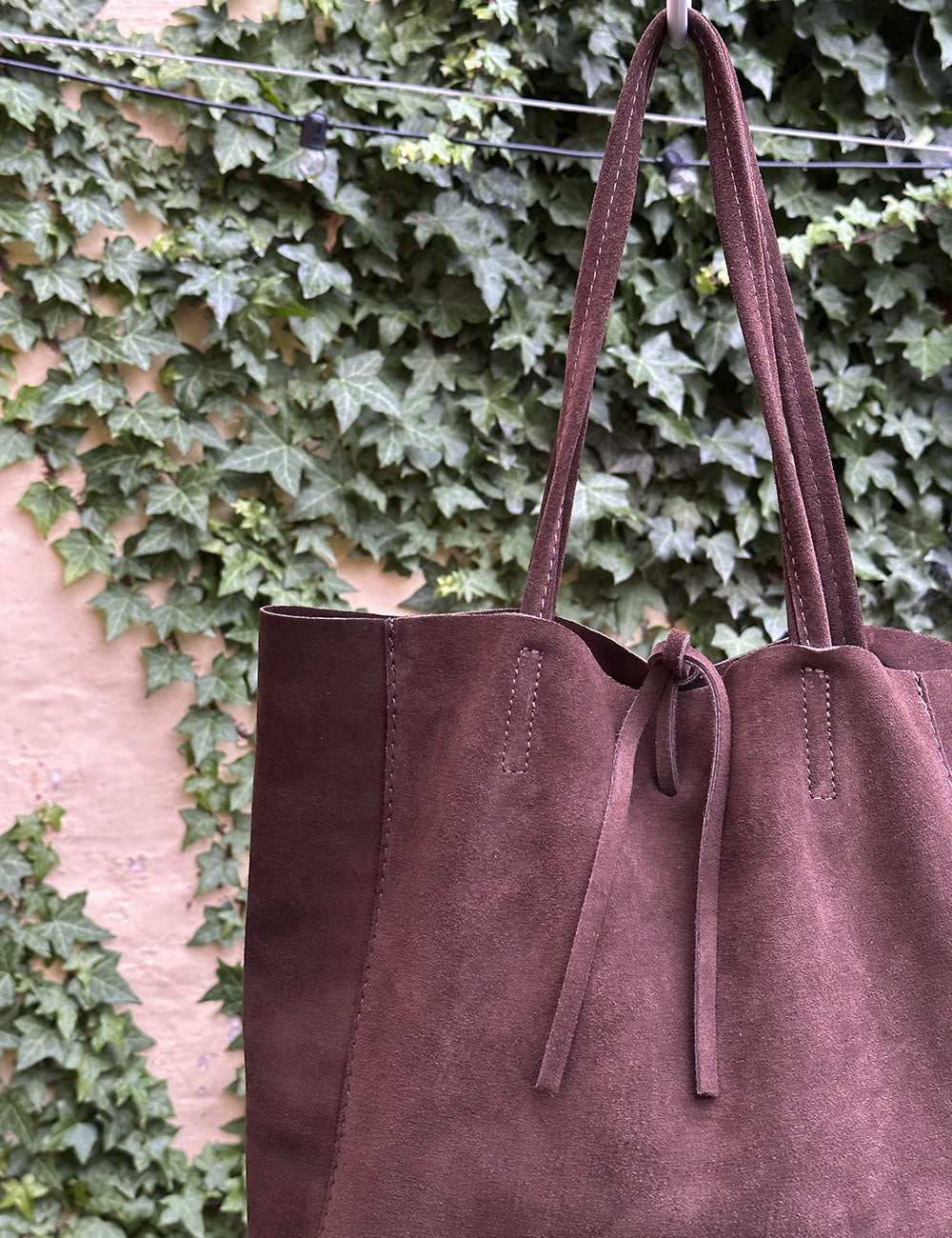 Shopper mørkebrun ruskind