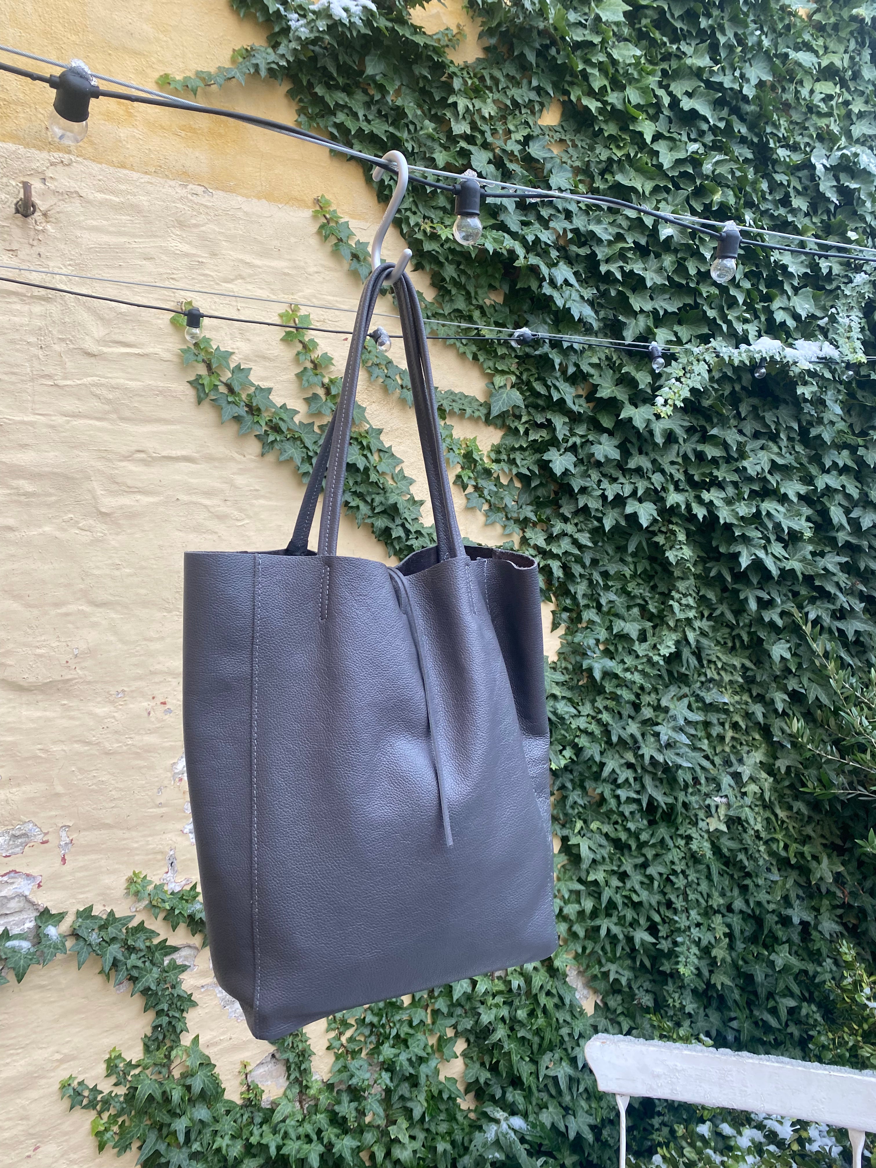 Shopper mørkegrå skind