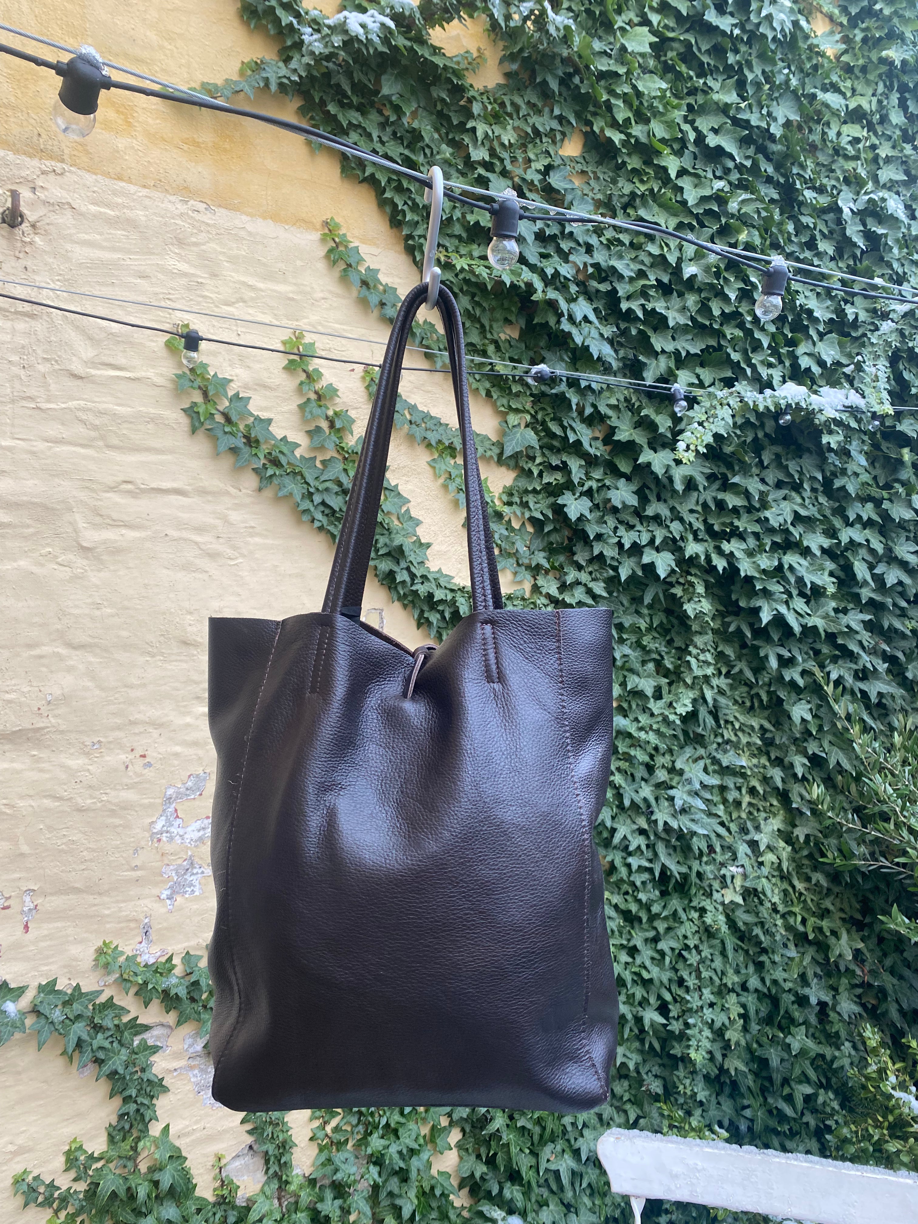 Shopper mørkebrun skind
