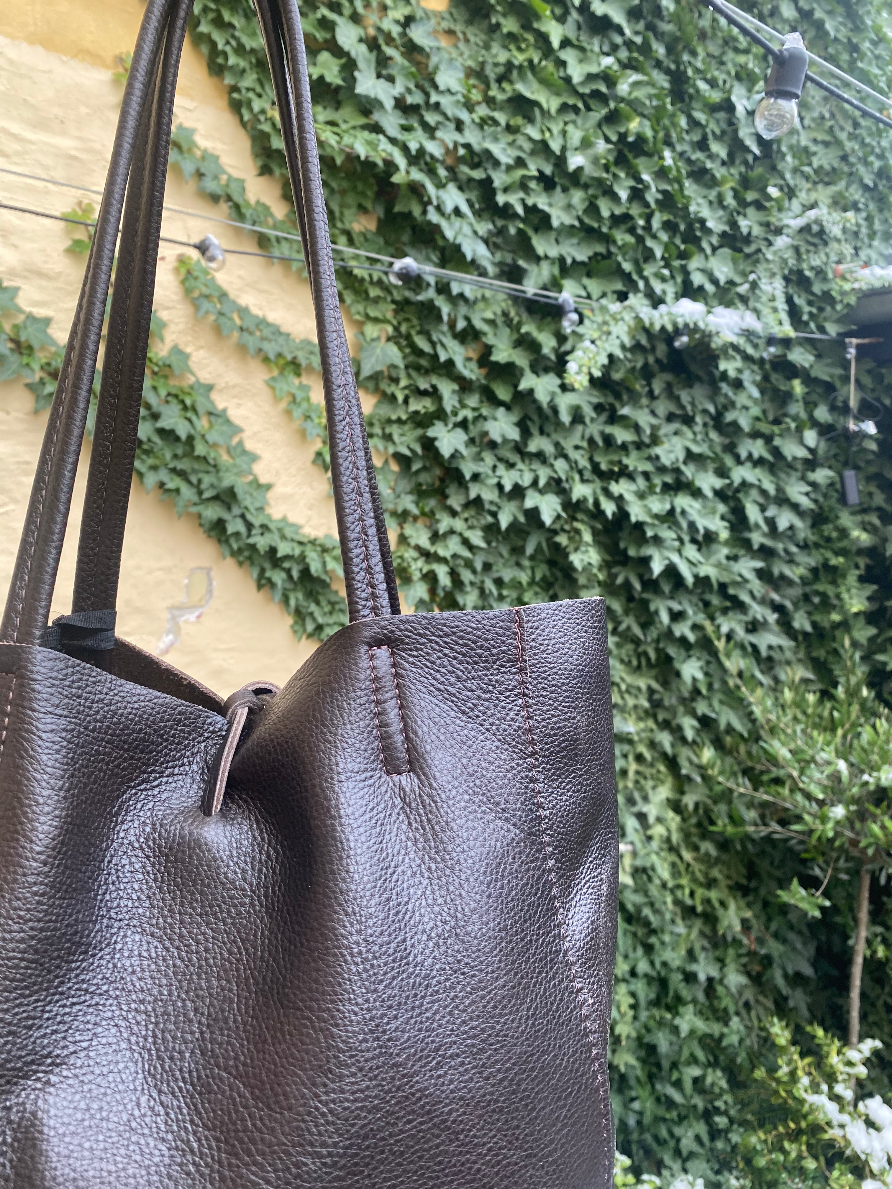 Shopper mørkebrun skind