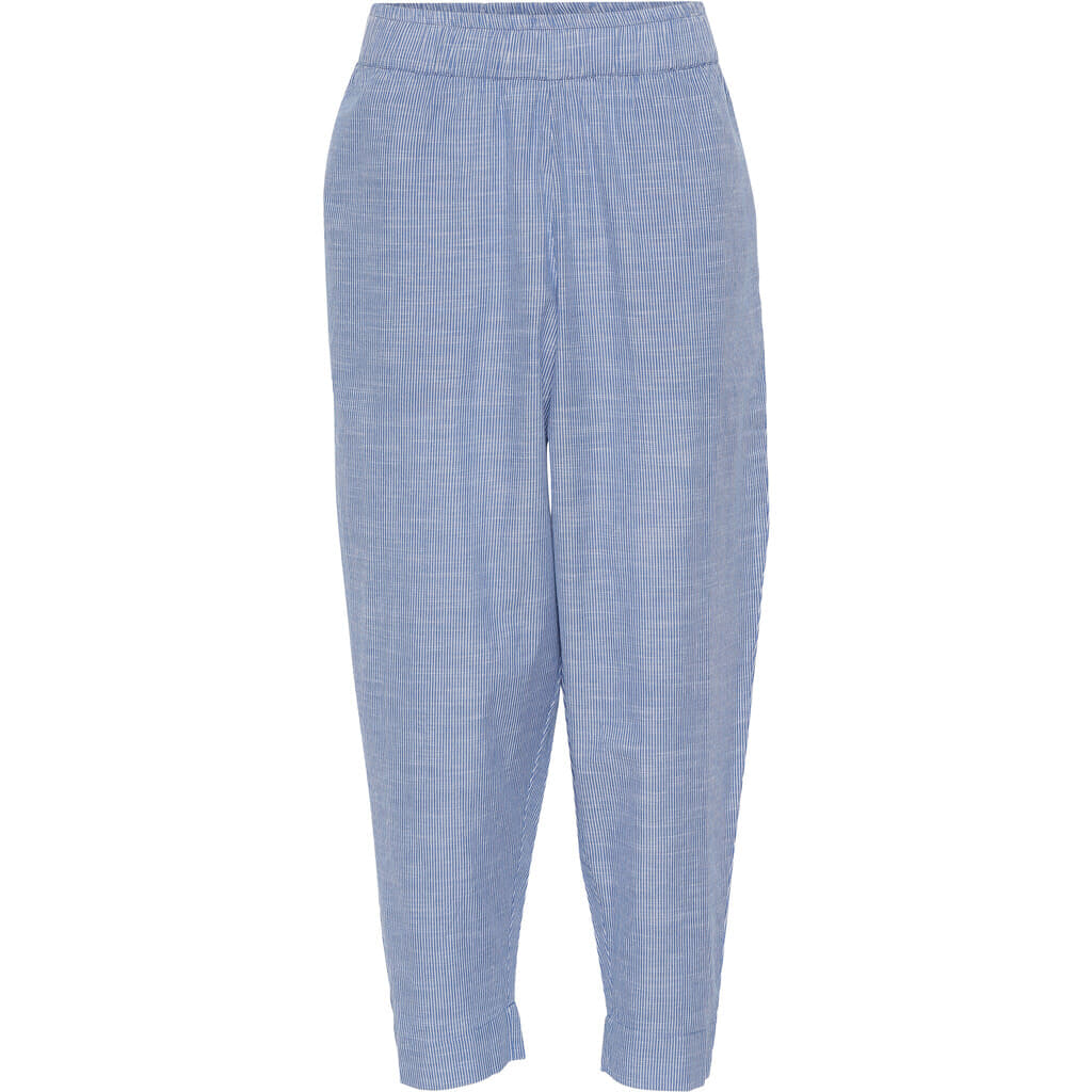 Oslo Frau ankle pant medium blue stripe