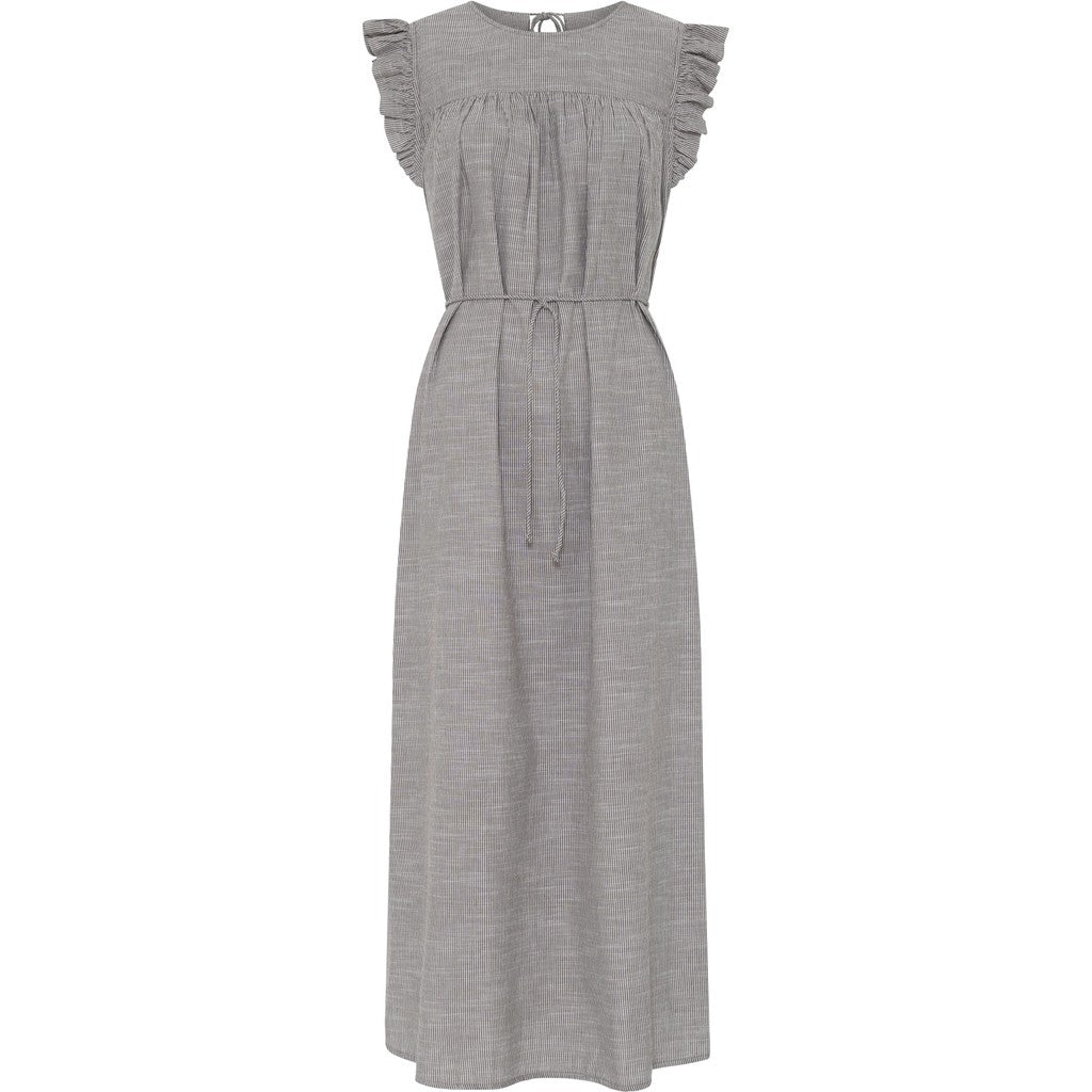 Stockholm long dress coffee quartz stripe