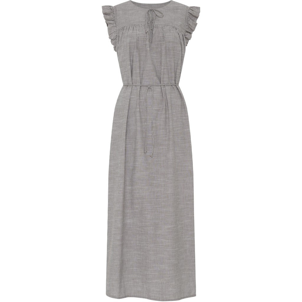 Stockholm long dress coffee quartz stripe