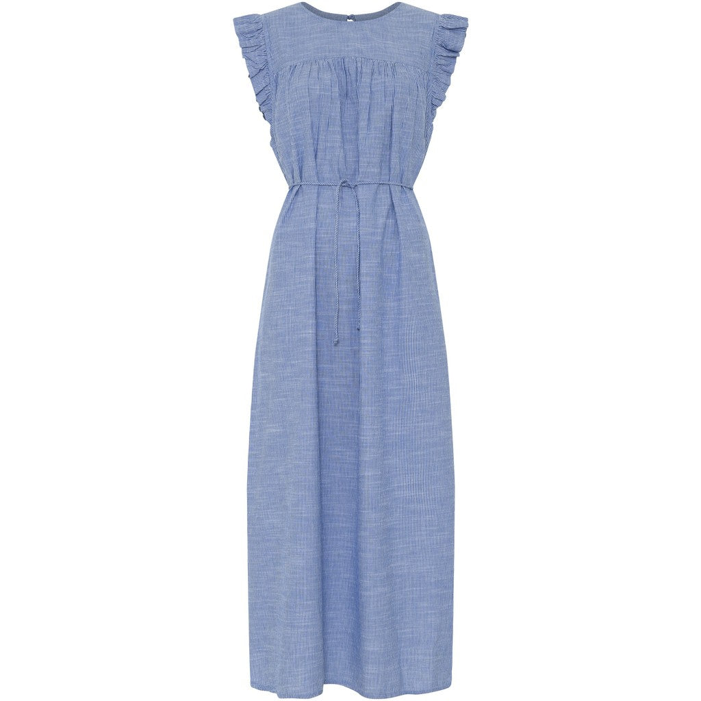 Stockholm long dress medium blue stripe