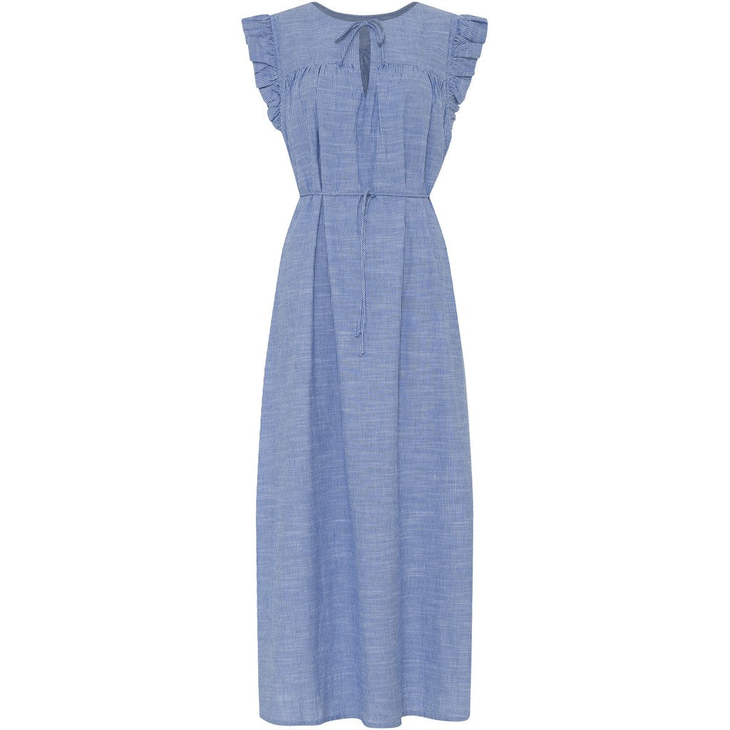 Stockholm long dress medium blue stripe