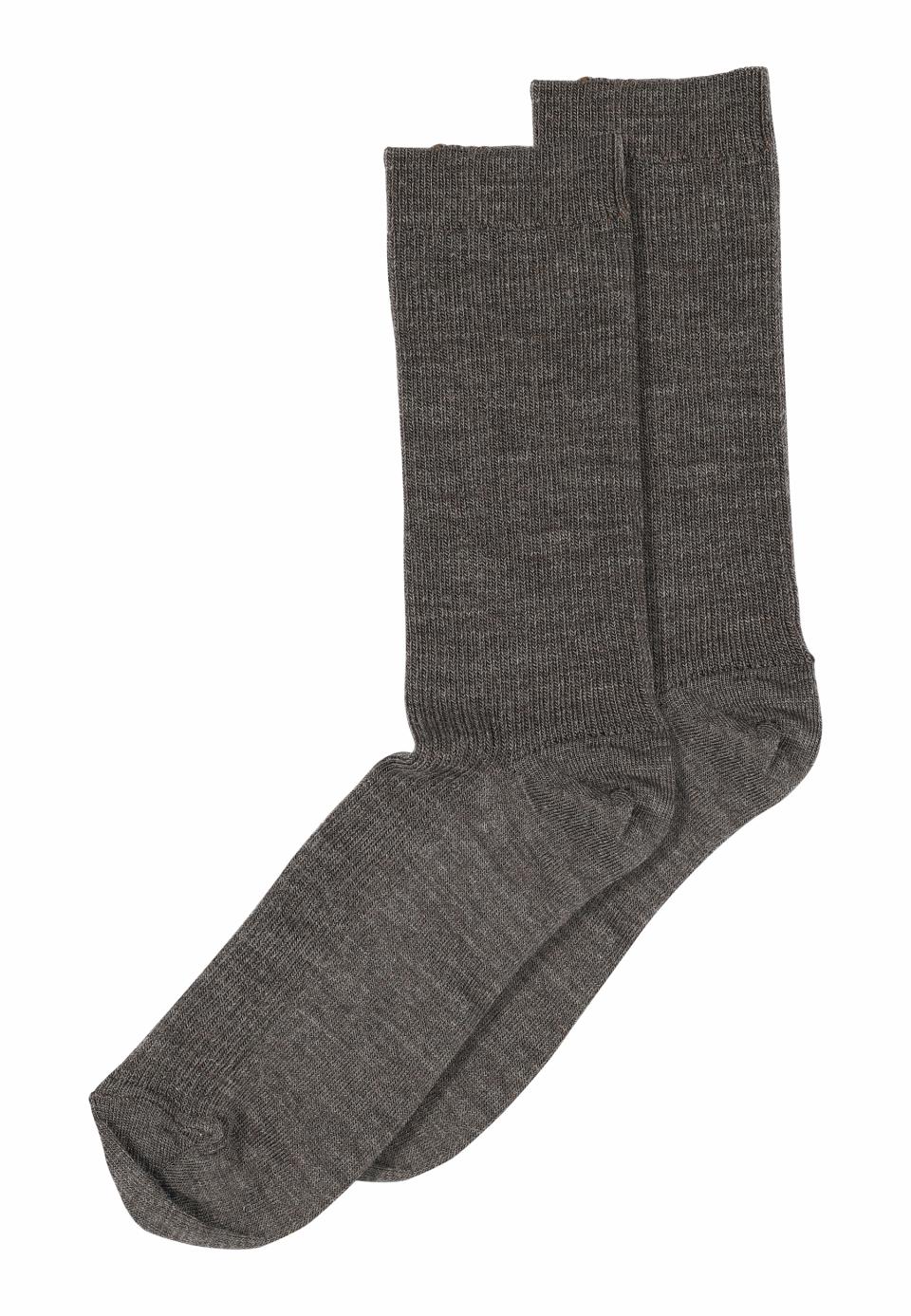MP Fine wool rib socks dark brown