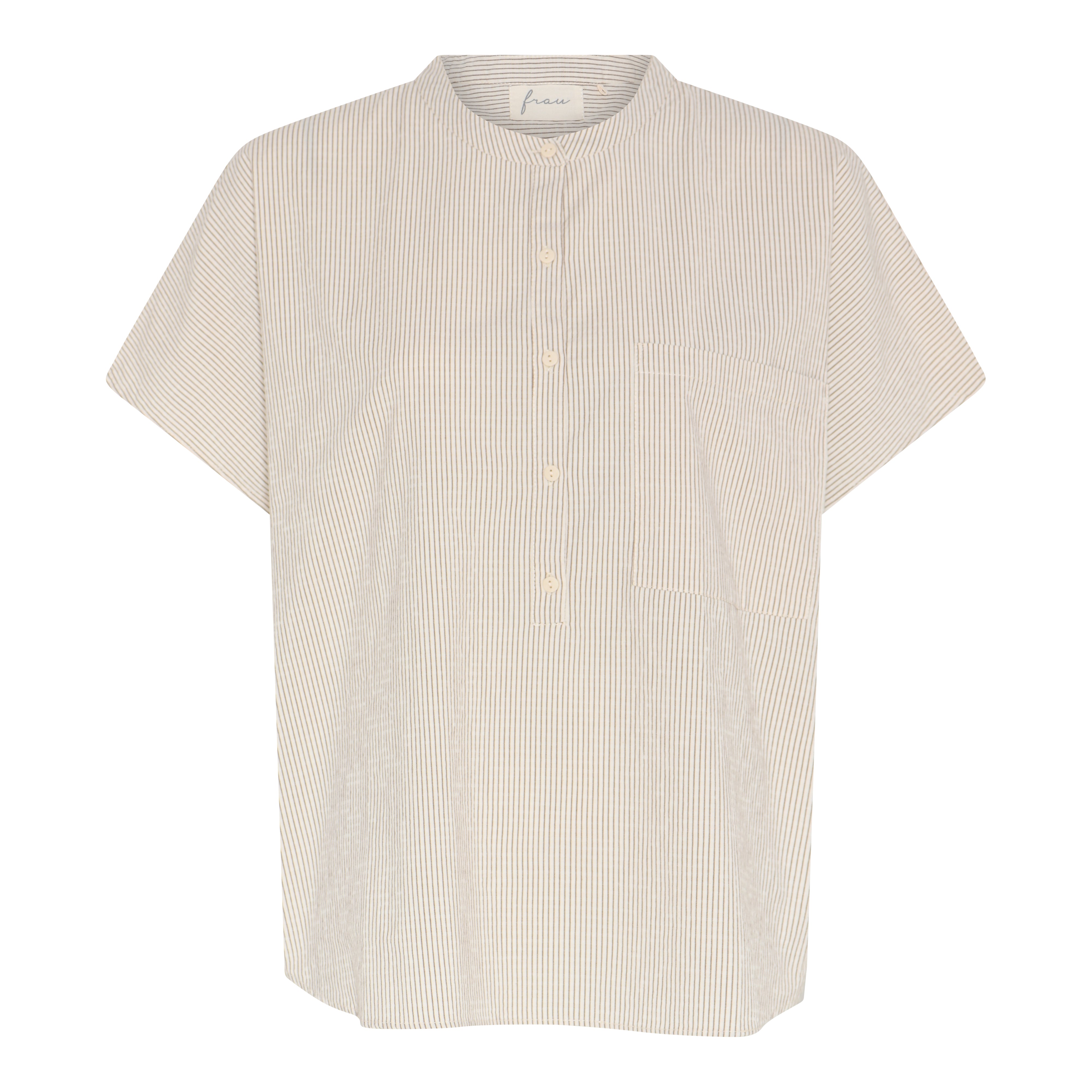 Frau Colombo ss top Tapioca coffee stripe