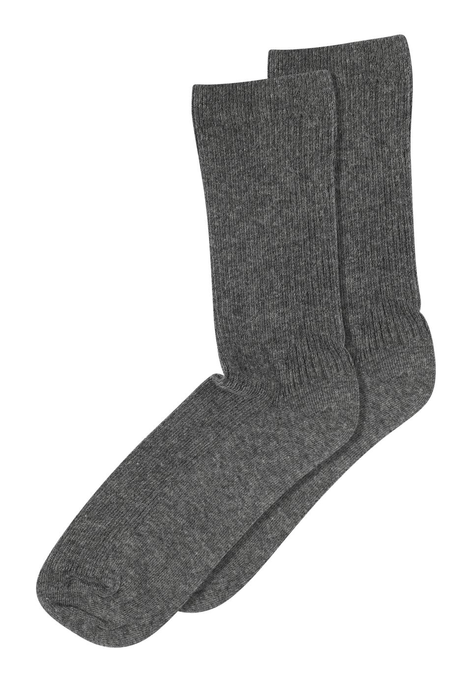 Fine cotton rib socks medium grey melange