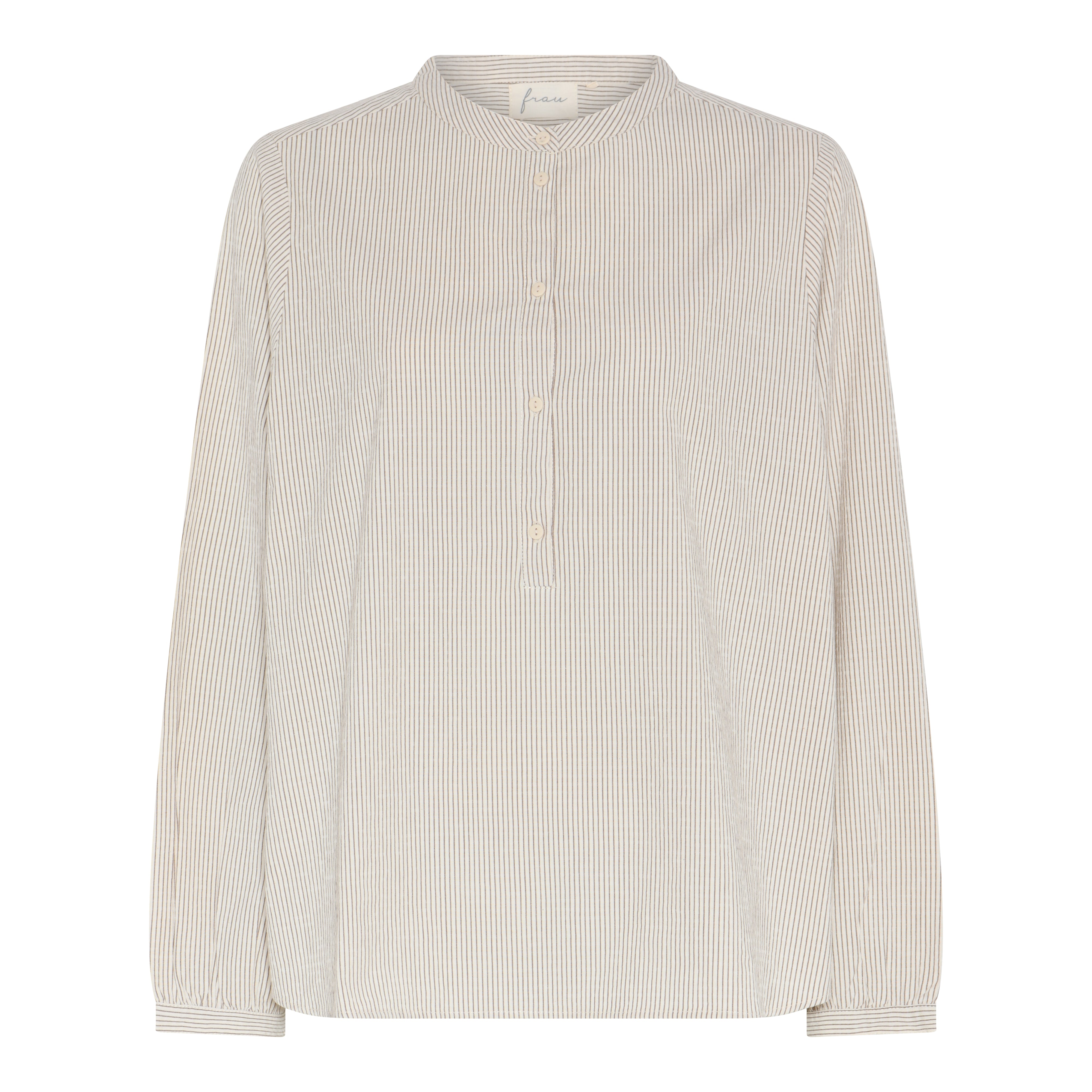 Frau Madrid ls shirt Tapioca coffee stripe