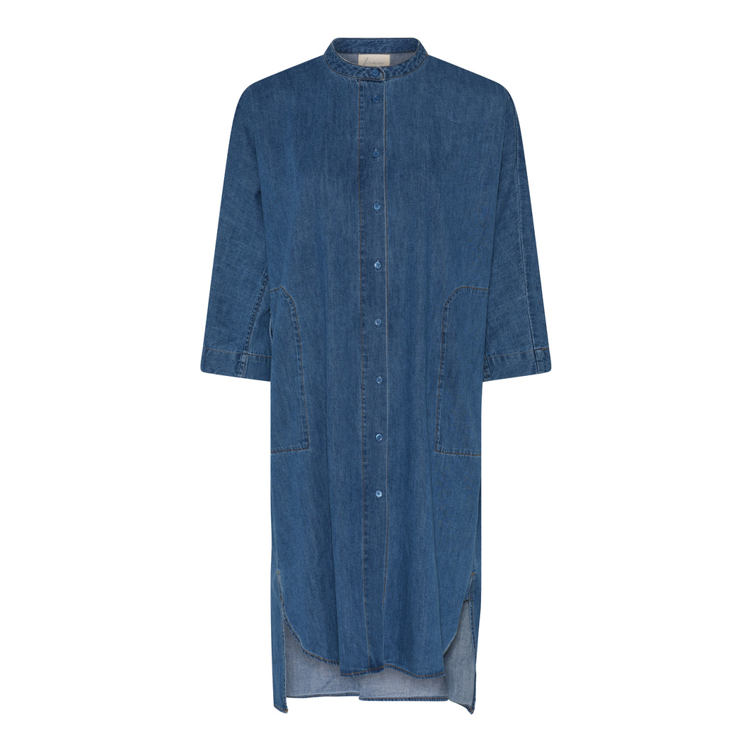 Frau Seoul 2/4 long denim shirt medium blue
