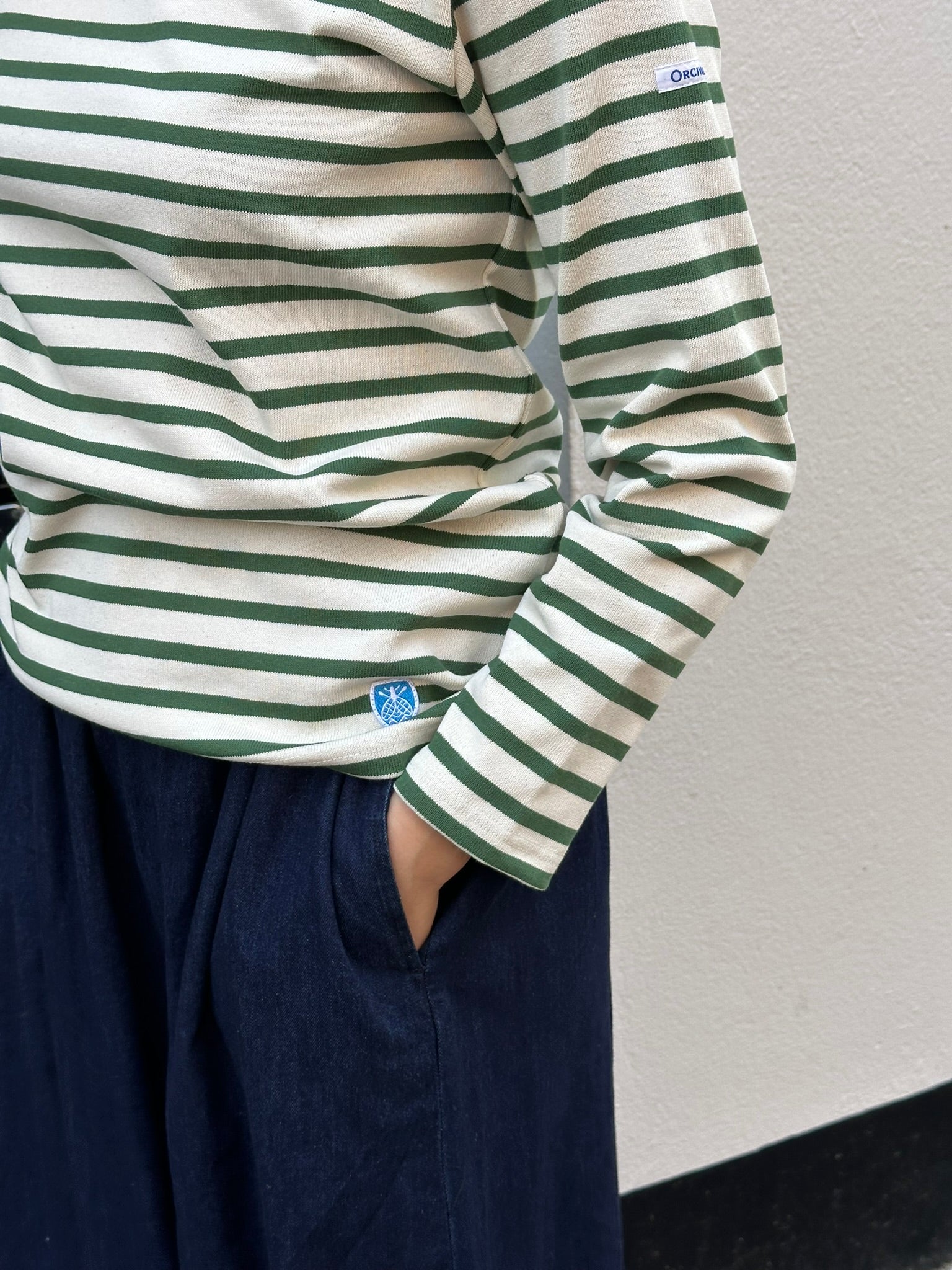 Orcival unisex bluse ecru/grøn