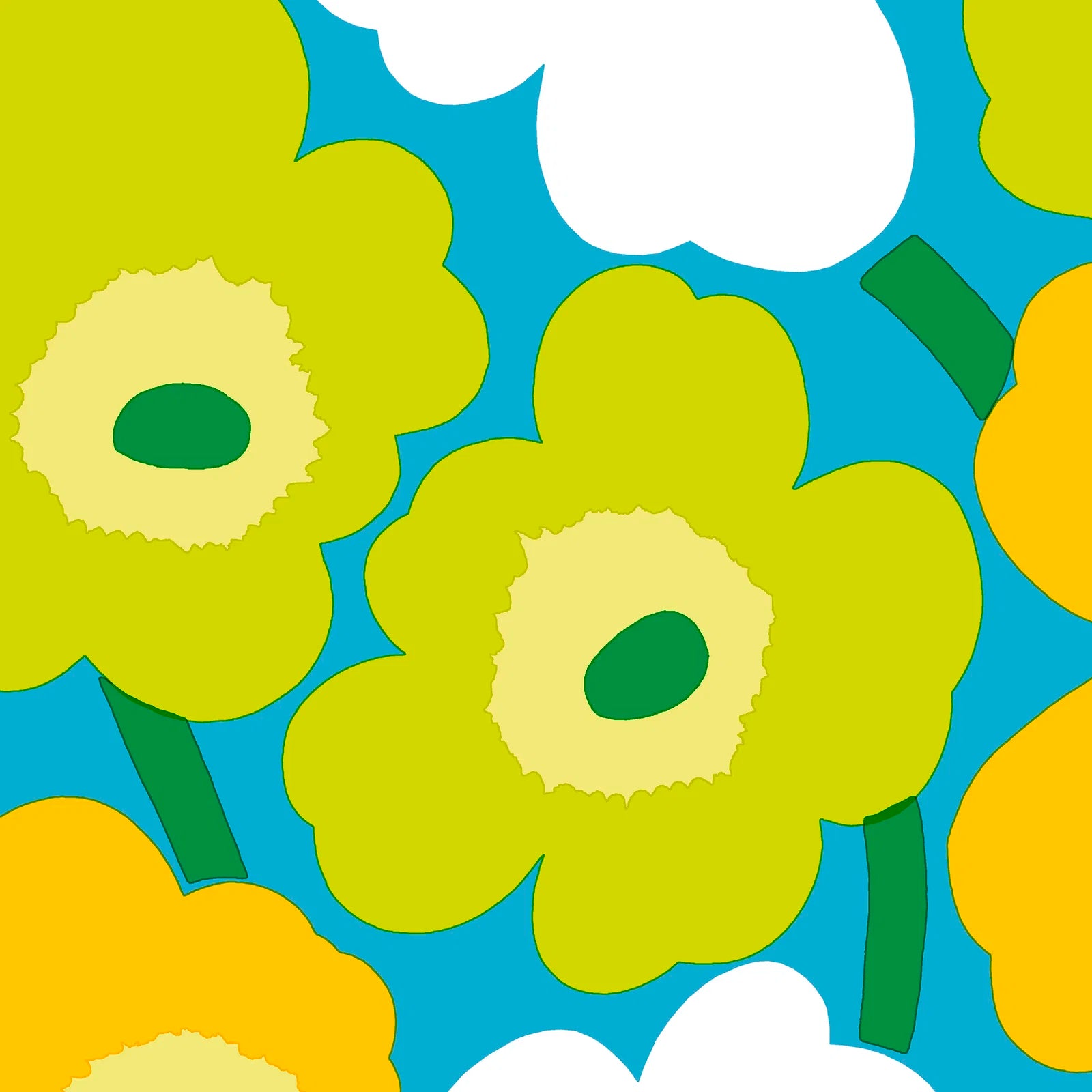 Marimekko frokost servietter Unikko Blue Green