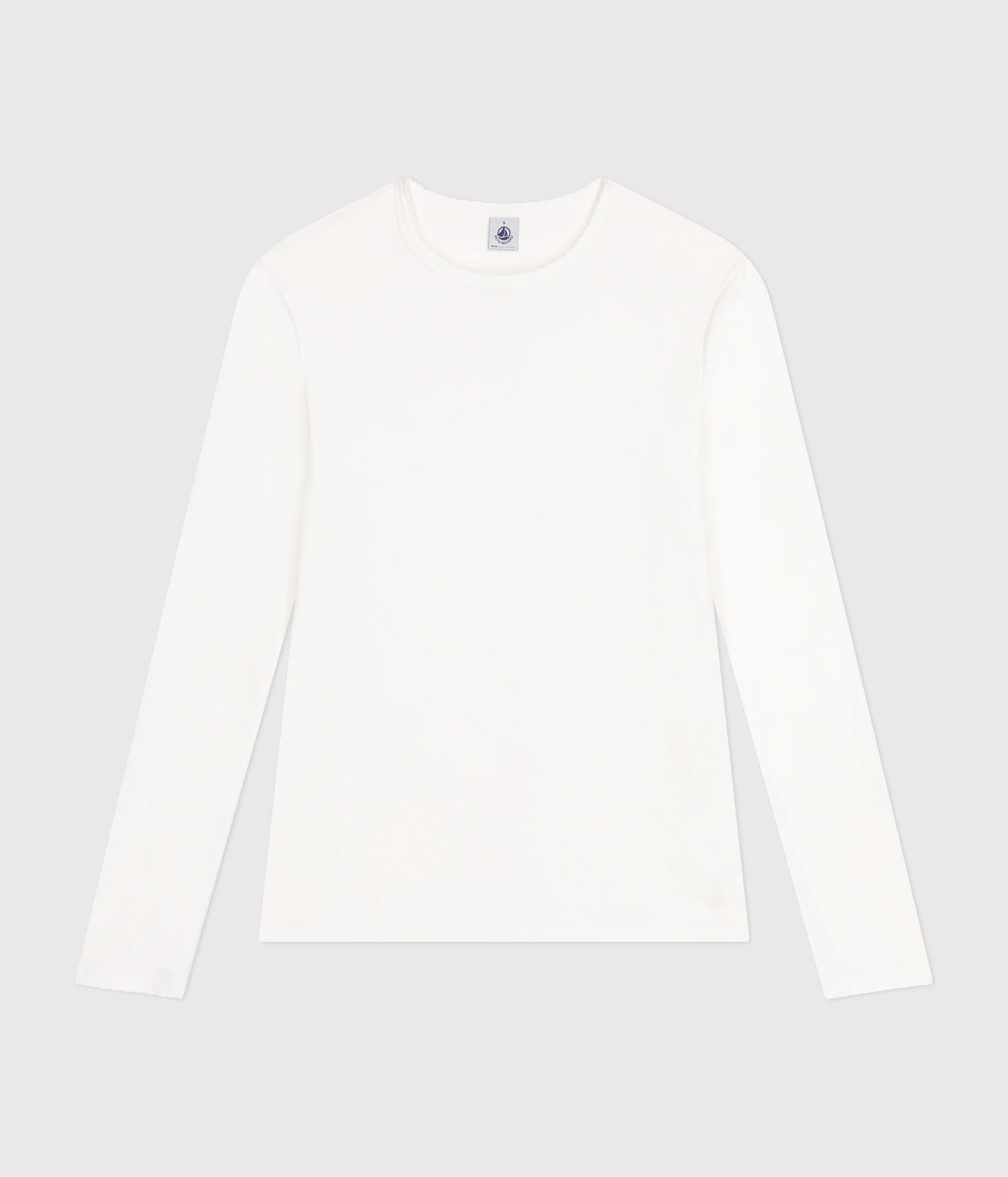 Petit Bateau LS tee m. blondekant hvid