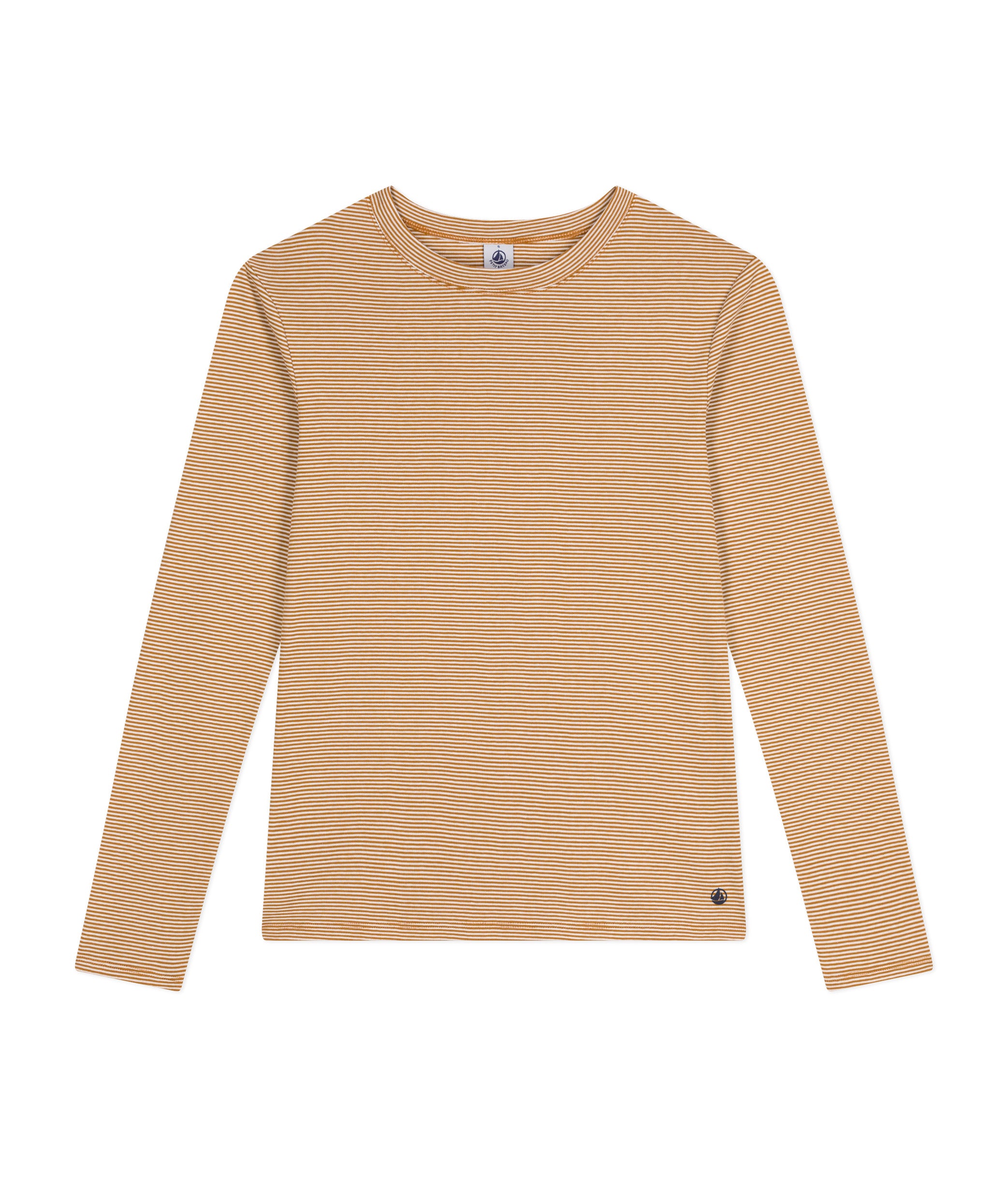 Petit Bateau LS tee smalstribet camel