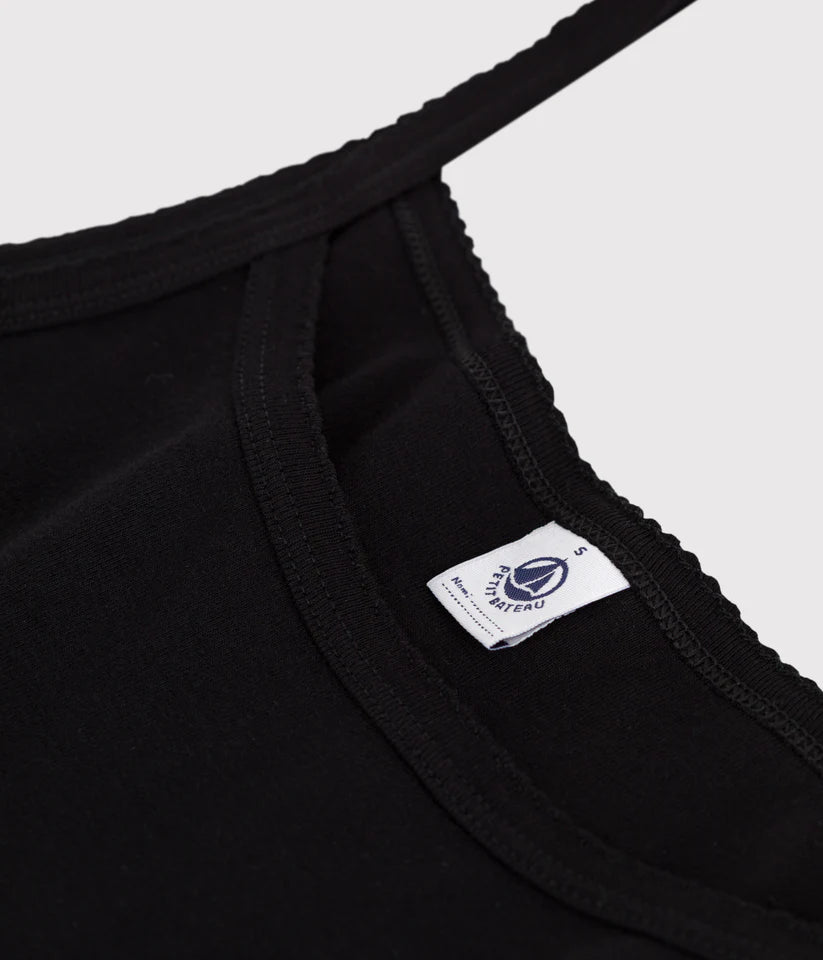 Petit Bateau stroptop m.blondekant sort