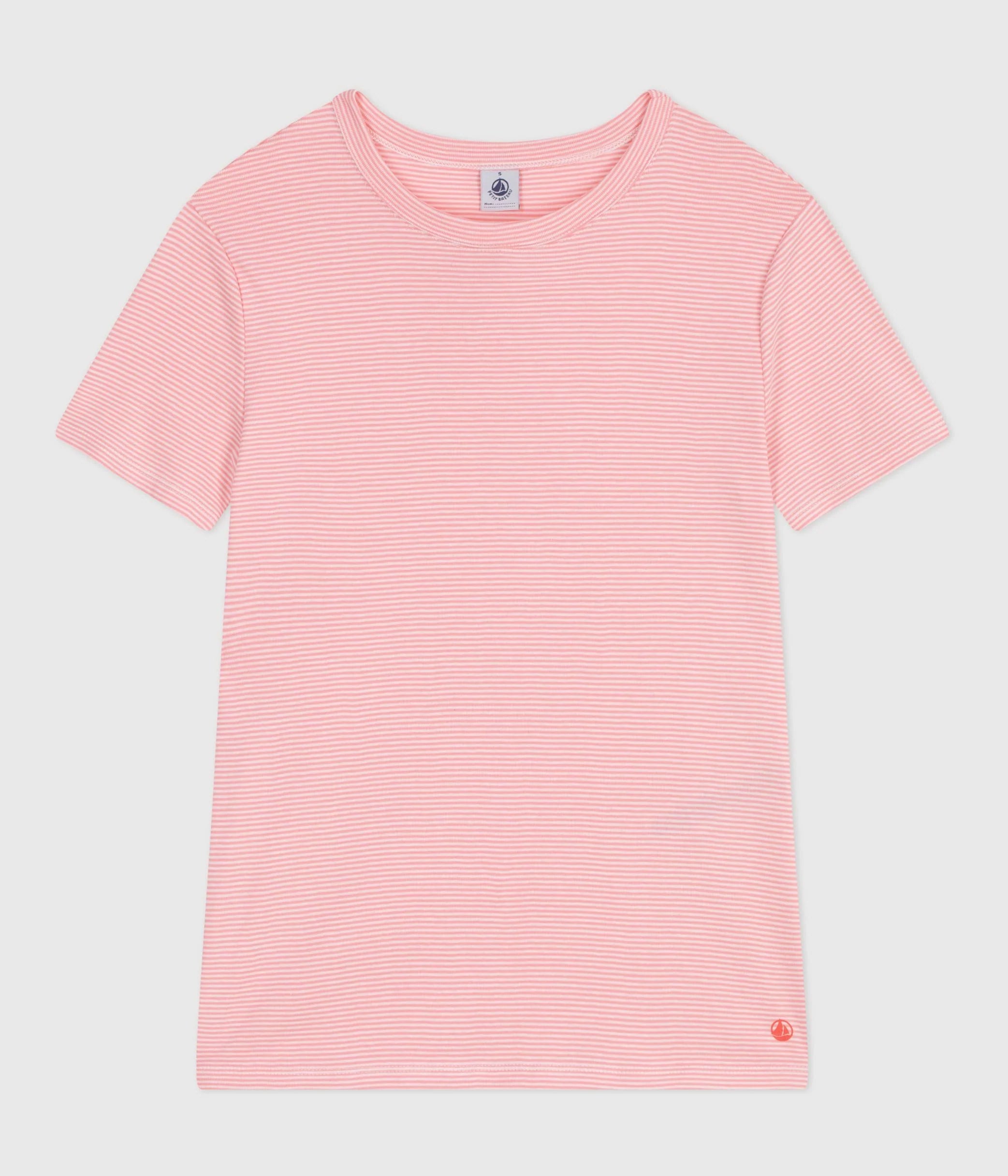 Petit Bateau SS tee smalstribet pink