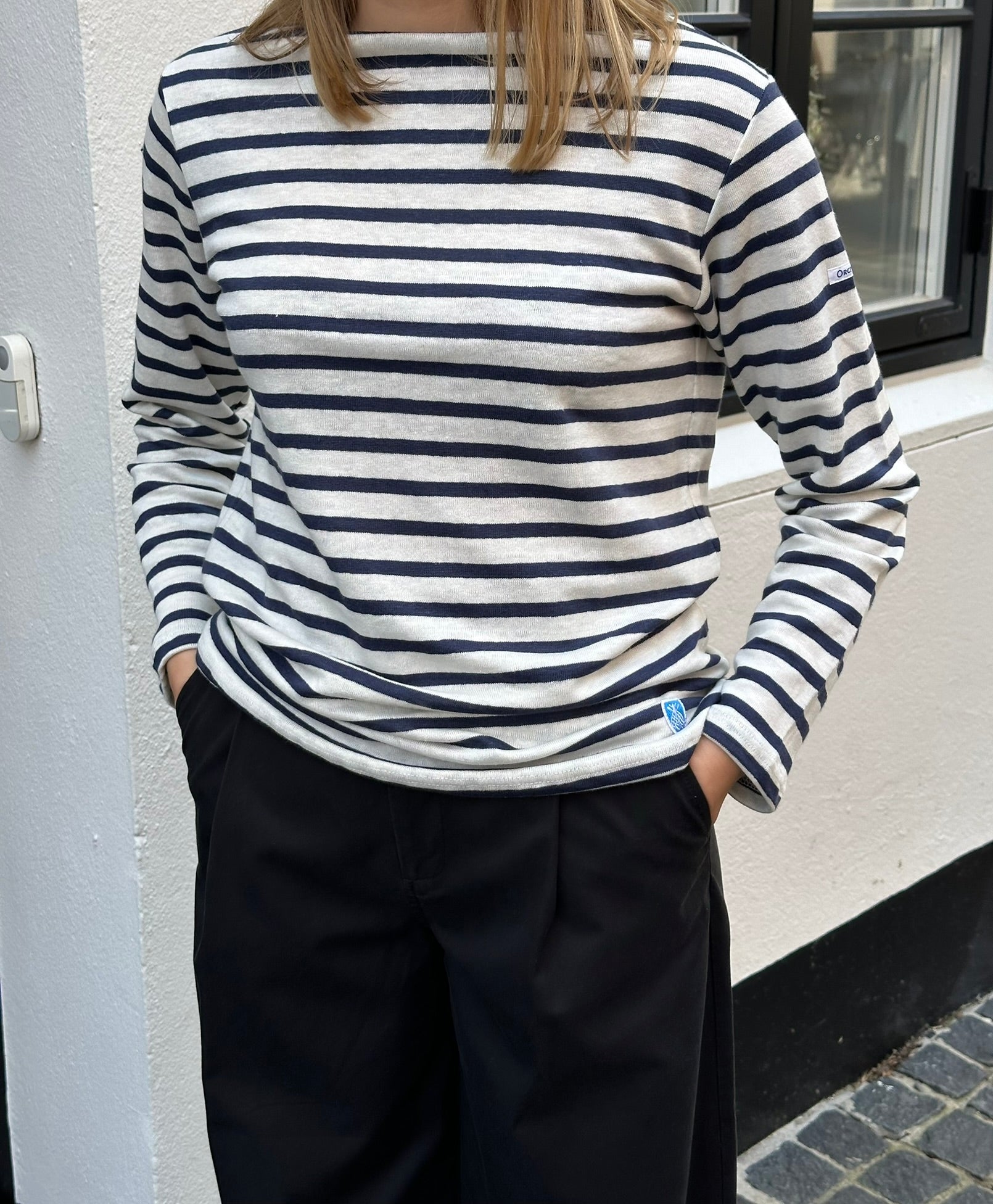 Orcival hør bluse ecru/navy