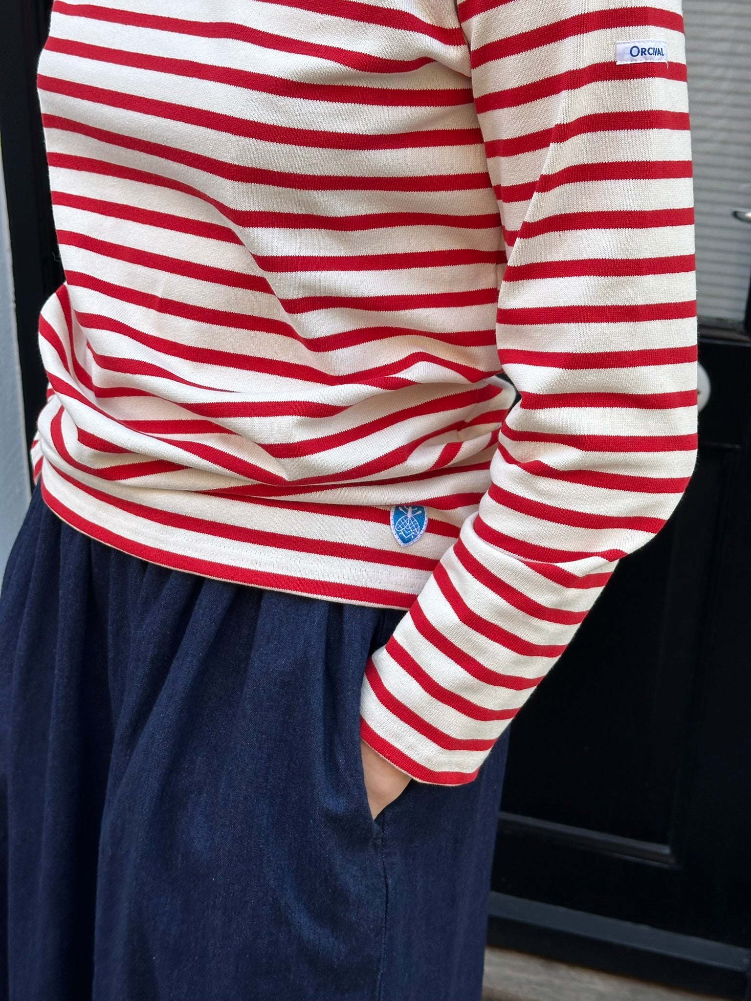 Orcival unisex bluse ecru/poppyred