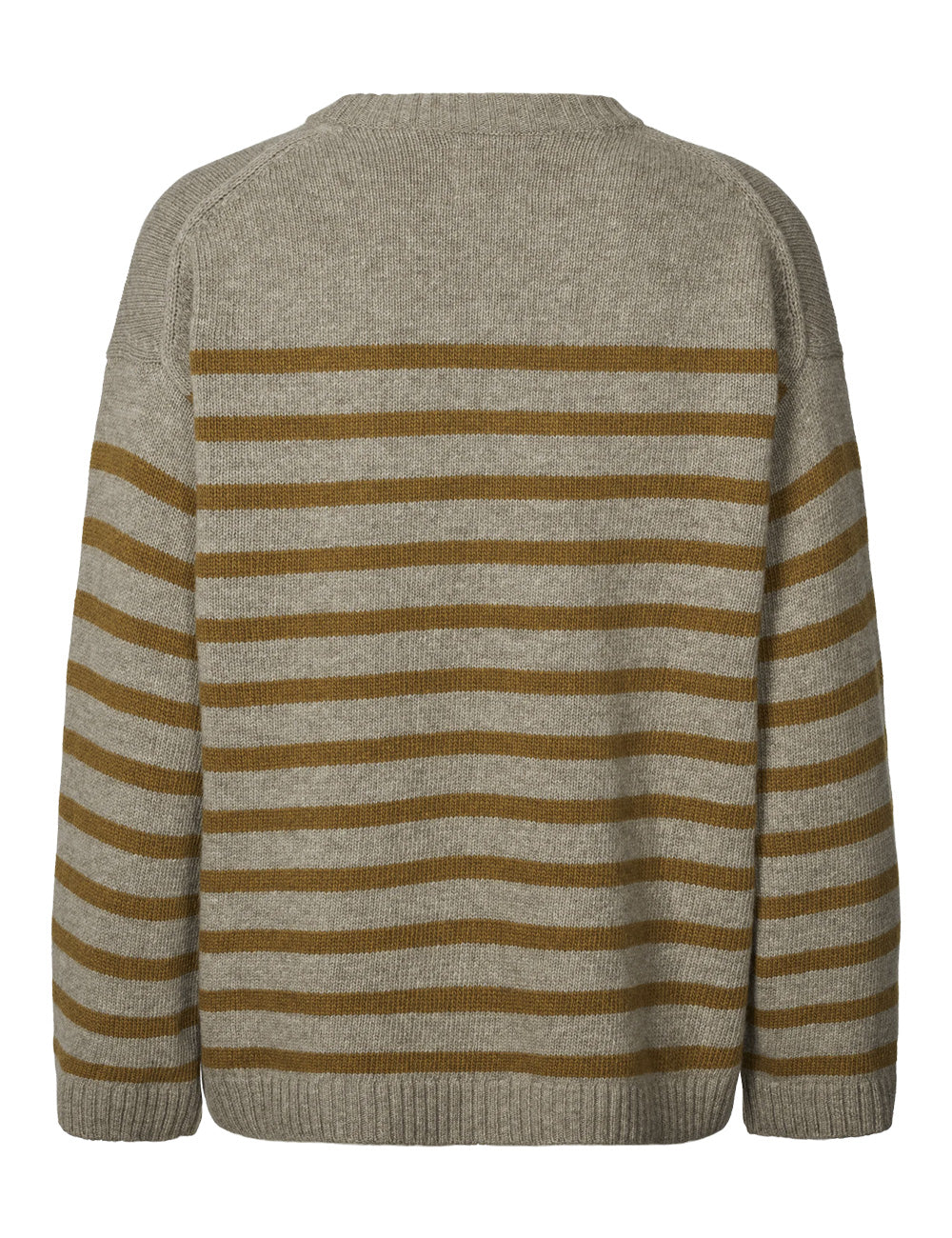 Gai+Lisva Barbera stripe lambswool jumper stone grey/dried tobacco