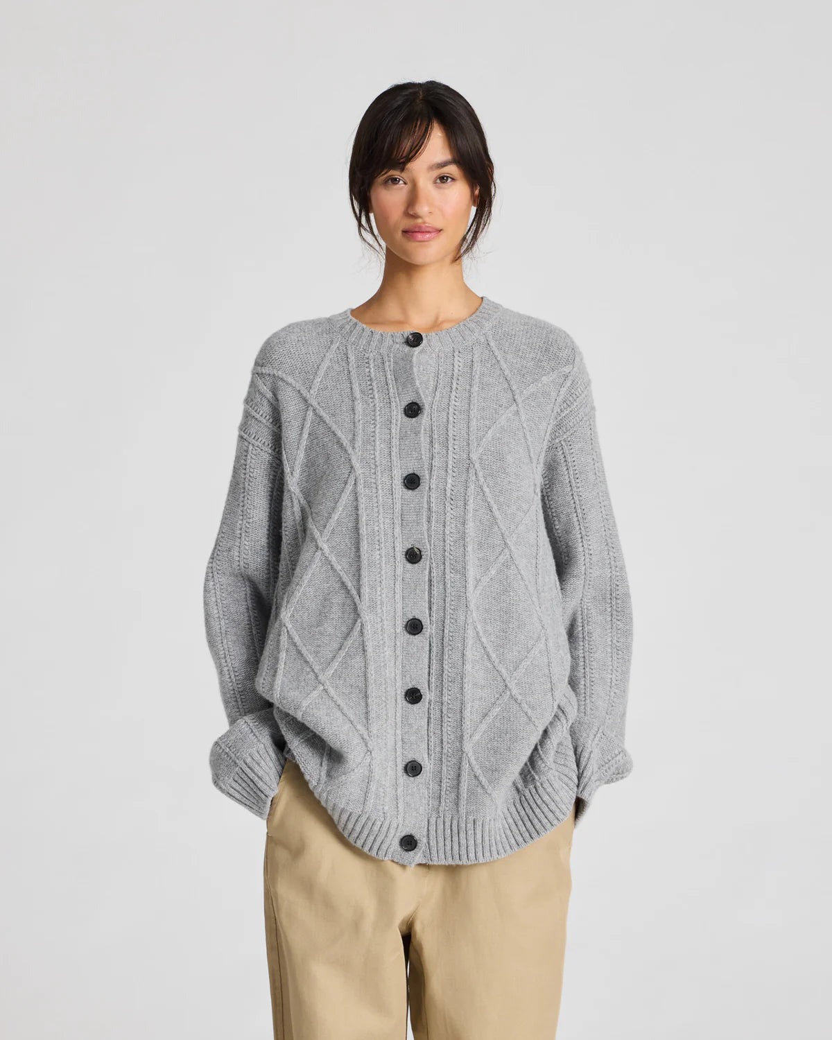 Gai+Lisva Clara lambswool cardigan grey melange