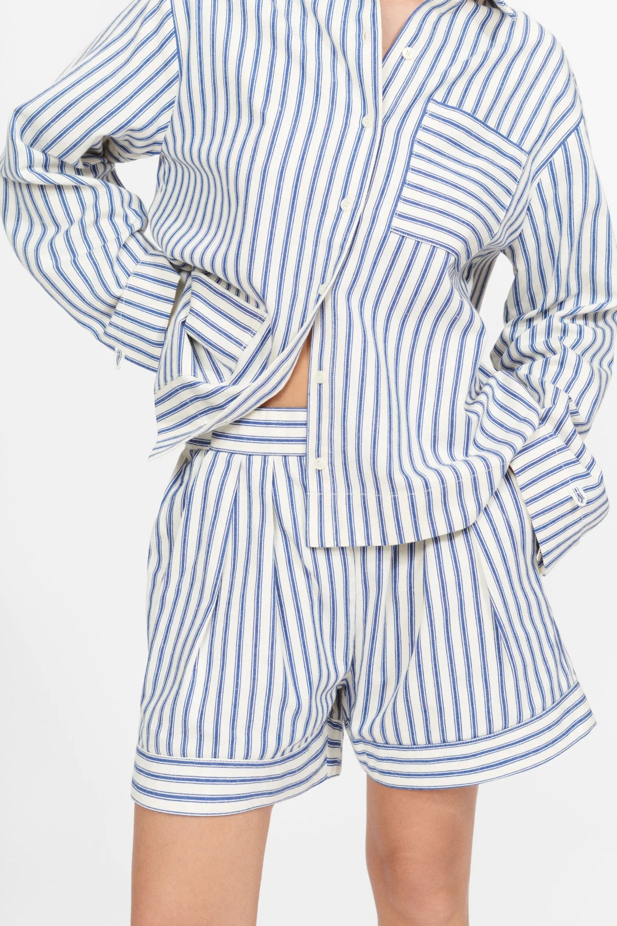 Nue Notes Clovis shirt Navy stripe