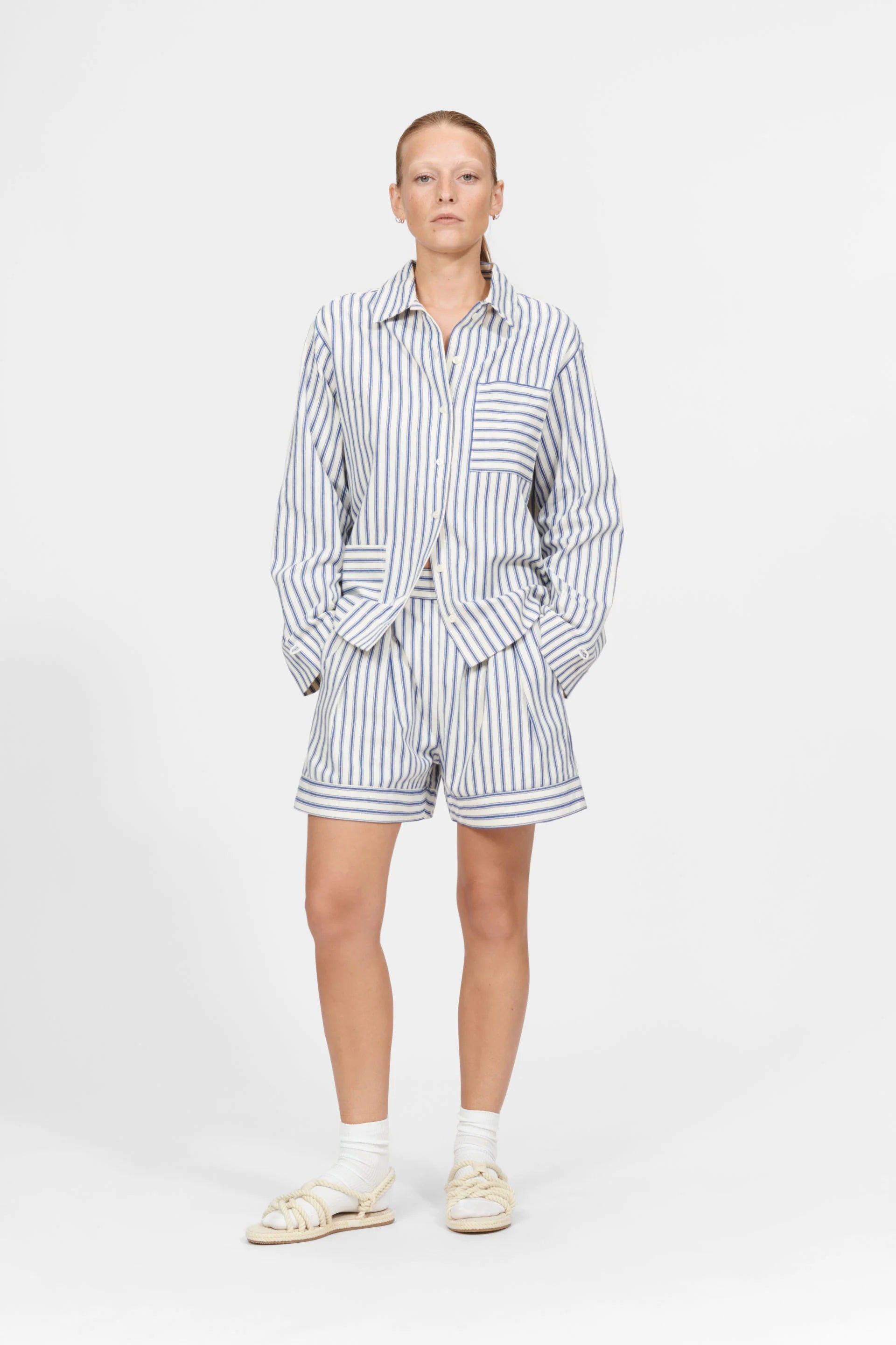 Nue Notes Clovis shirt Navy stripe