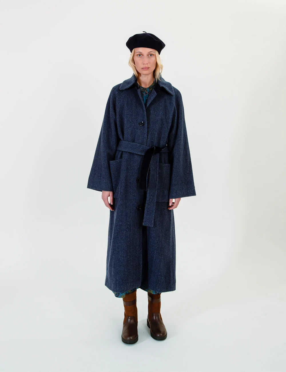 APOF Dyveke coat Herringbone blue