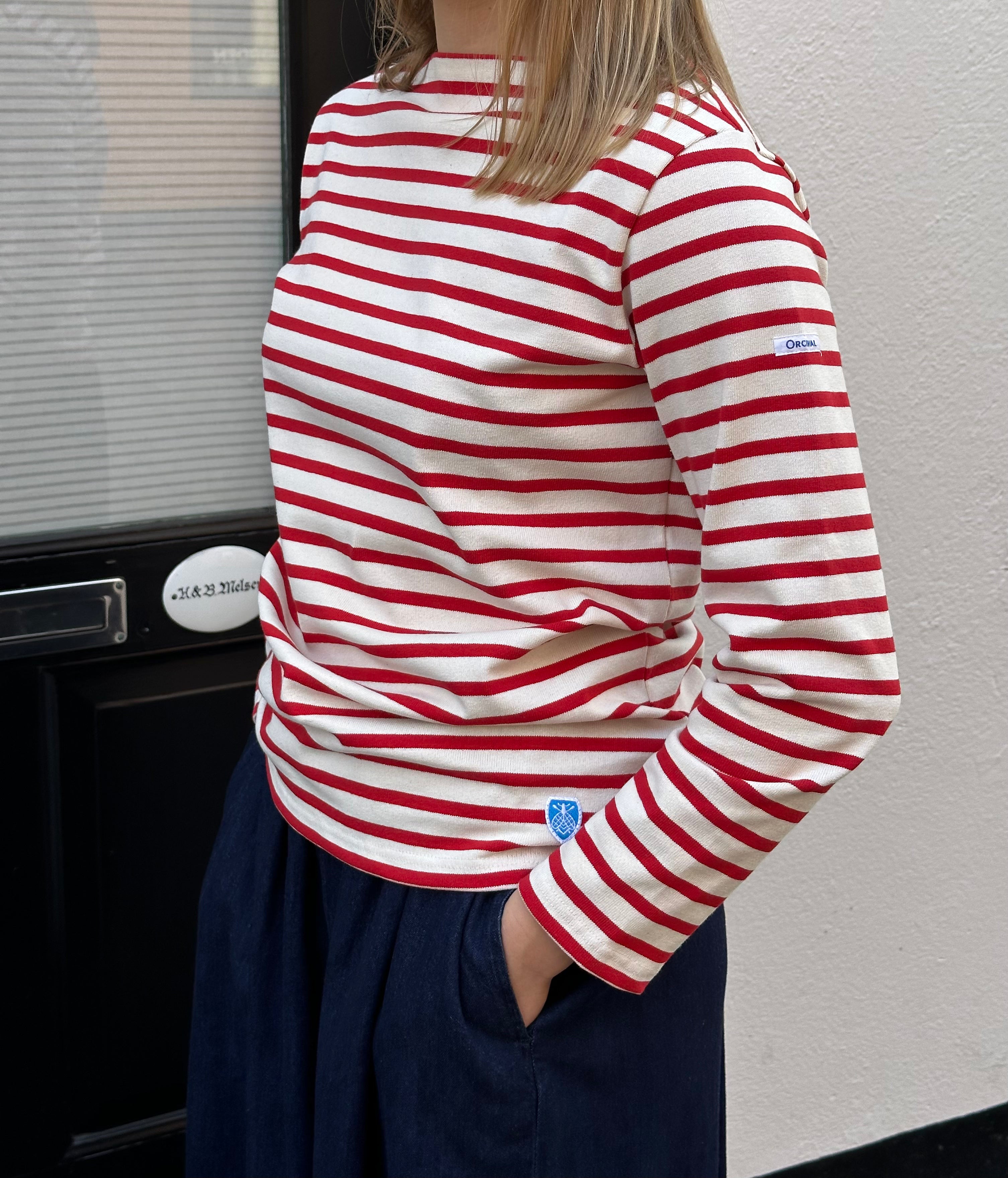 Orcival unisex bluse ecru/poppyred