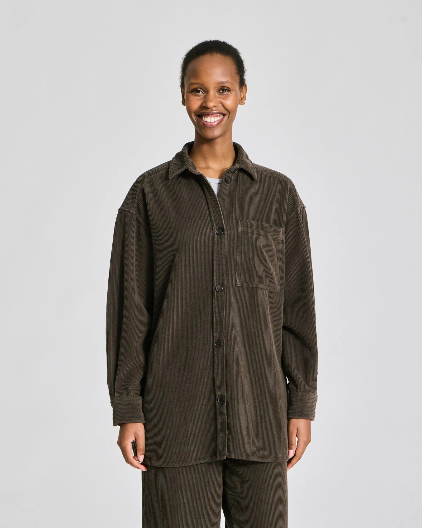 Gai+Lisva Else Corduroy shirt Black Olive